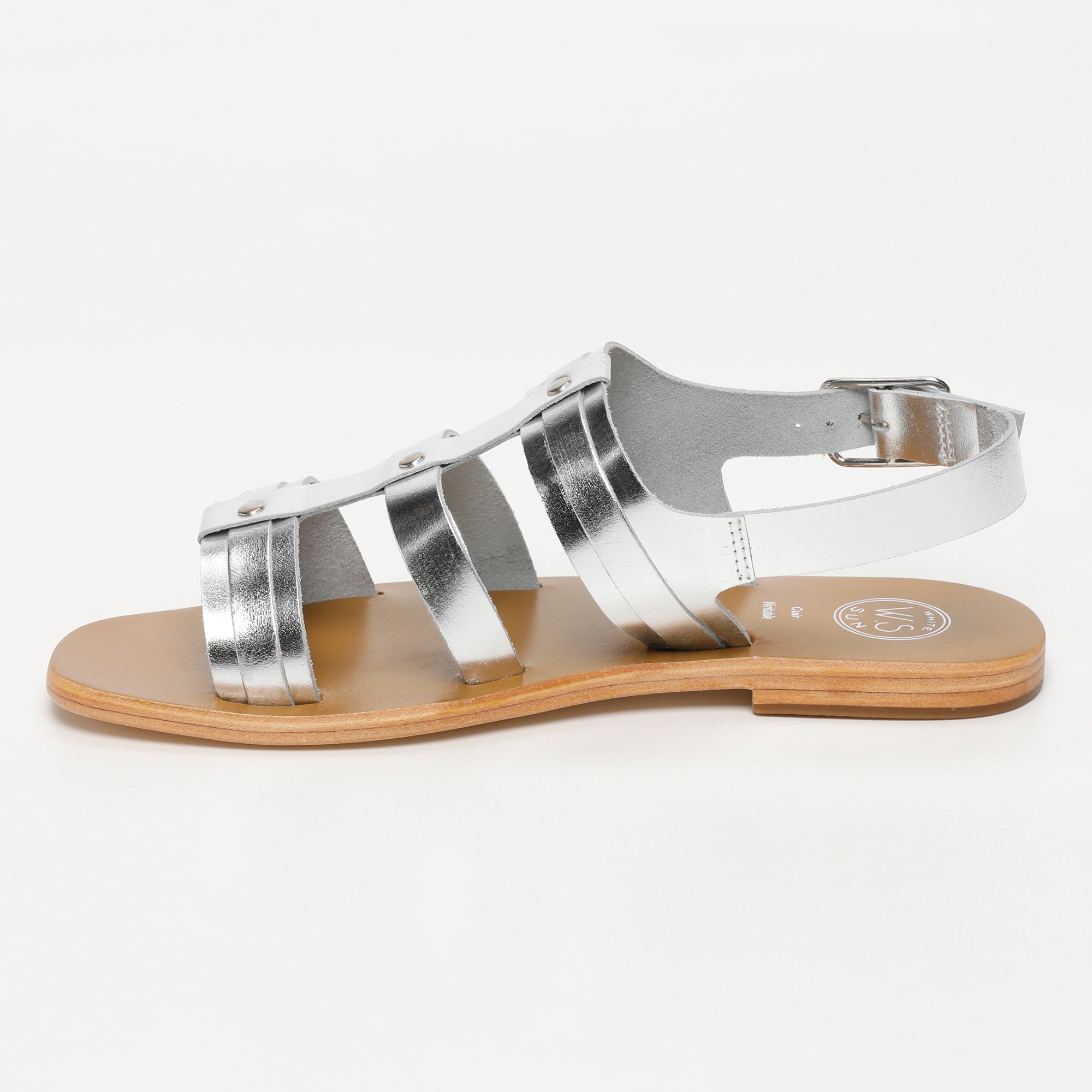 LIROLA sandales spartiates en cuir argent