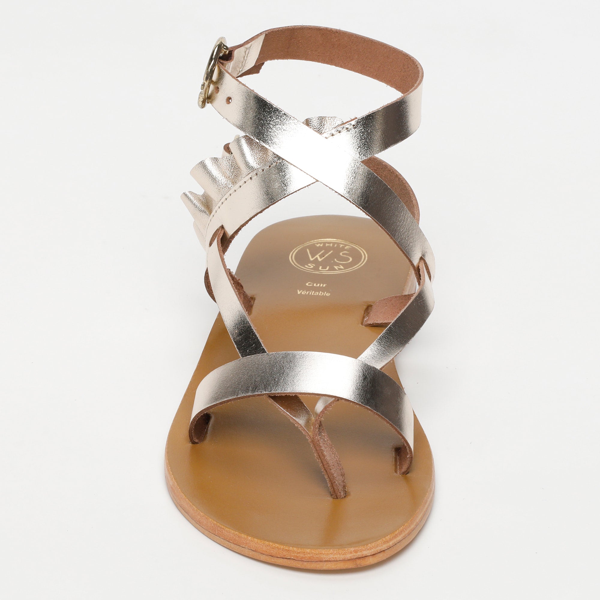 EVORA sandales entre doigt en cuir or