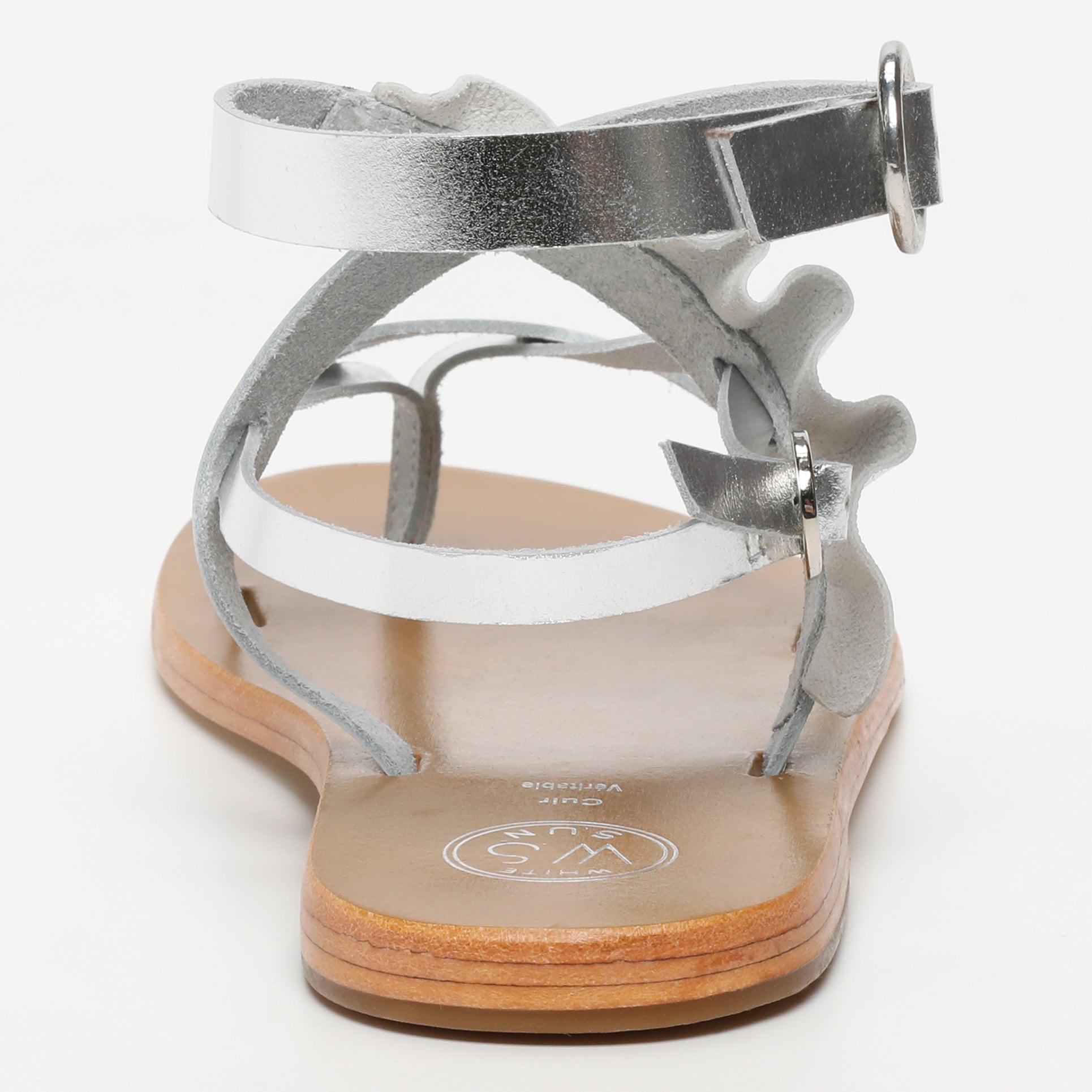 EVORA sandales entre doigt en cuir argent