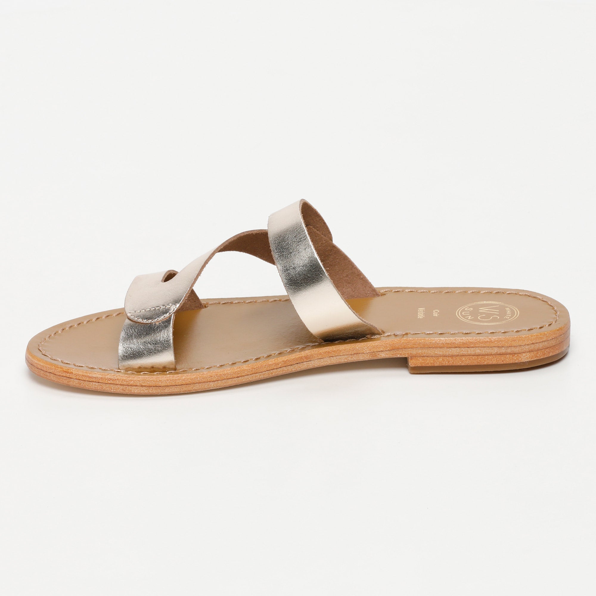 PALAMOS mules en cuir or
