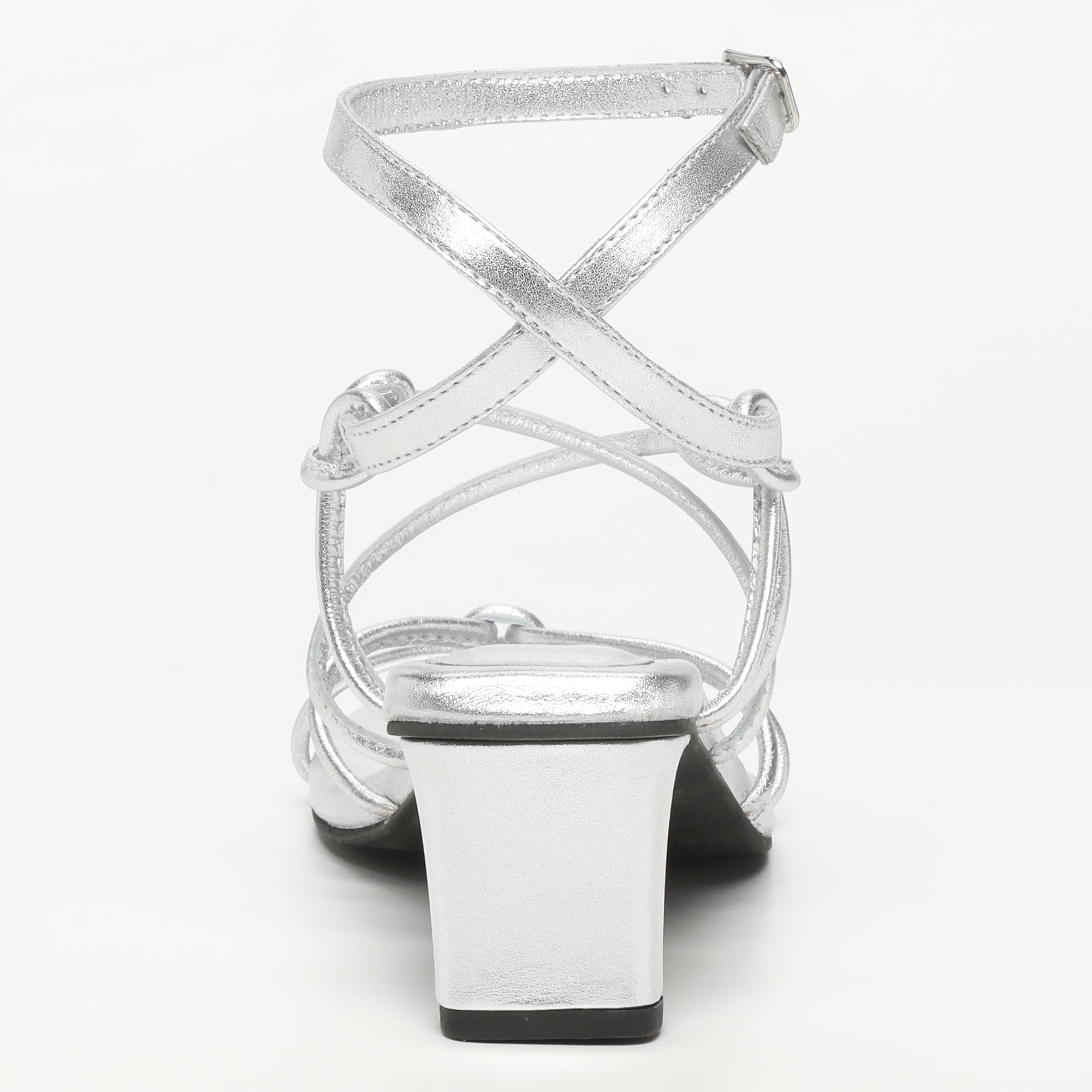 ZELIE sandales talon bracelet de cheville spaghetti en cuir argent