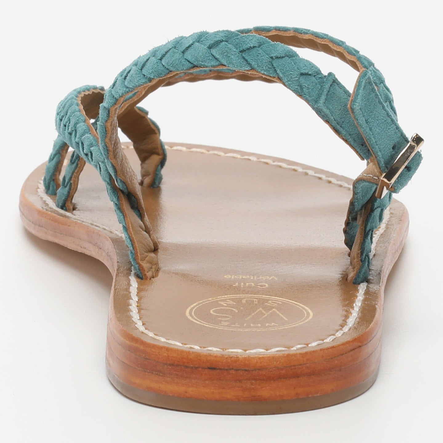 ORIOLE sandales tresse en cuir vert paon