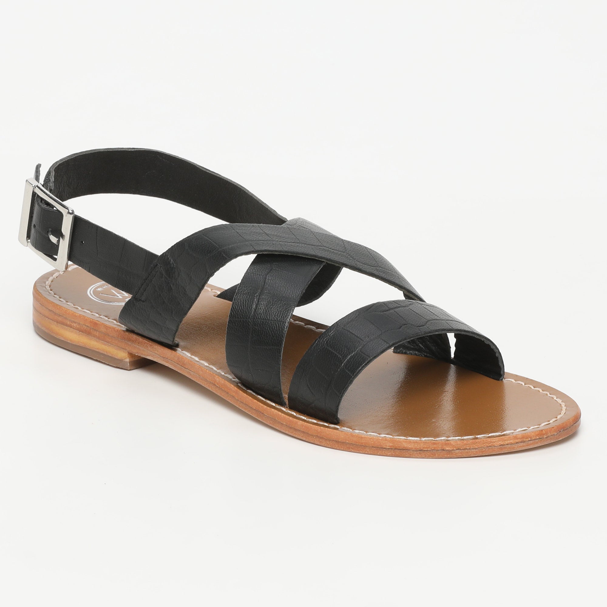 MARNEY sandales en cuir croco noir