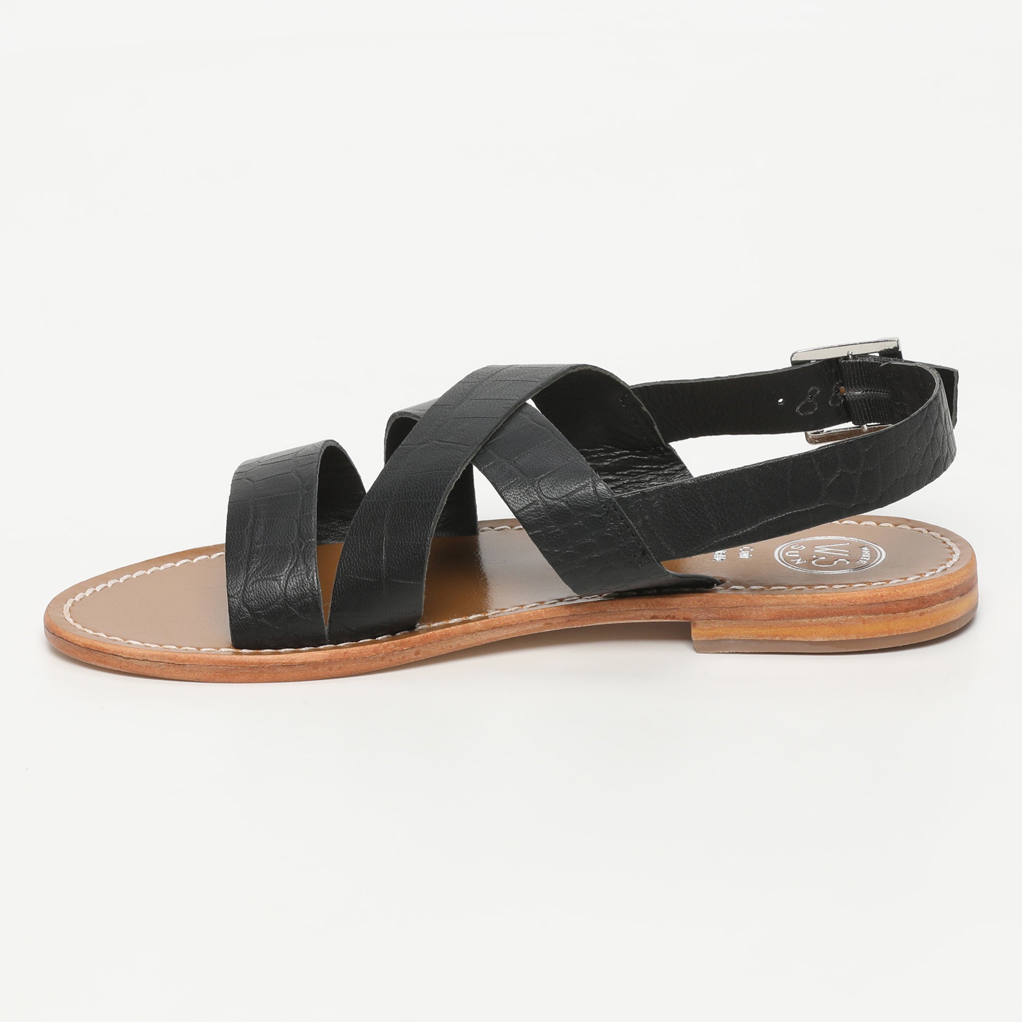 MARNEY sandales en cuir croco noir