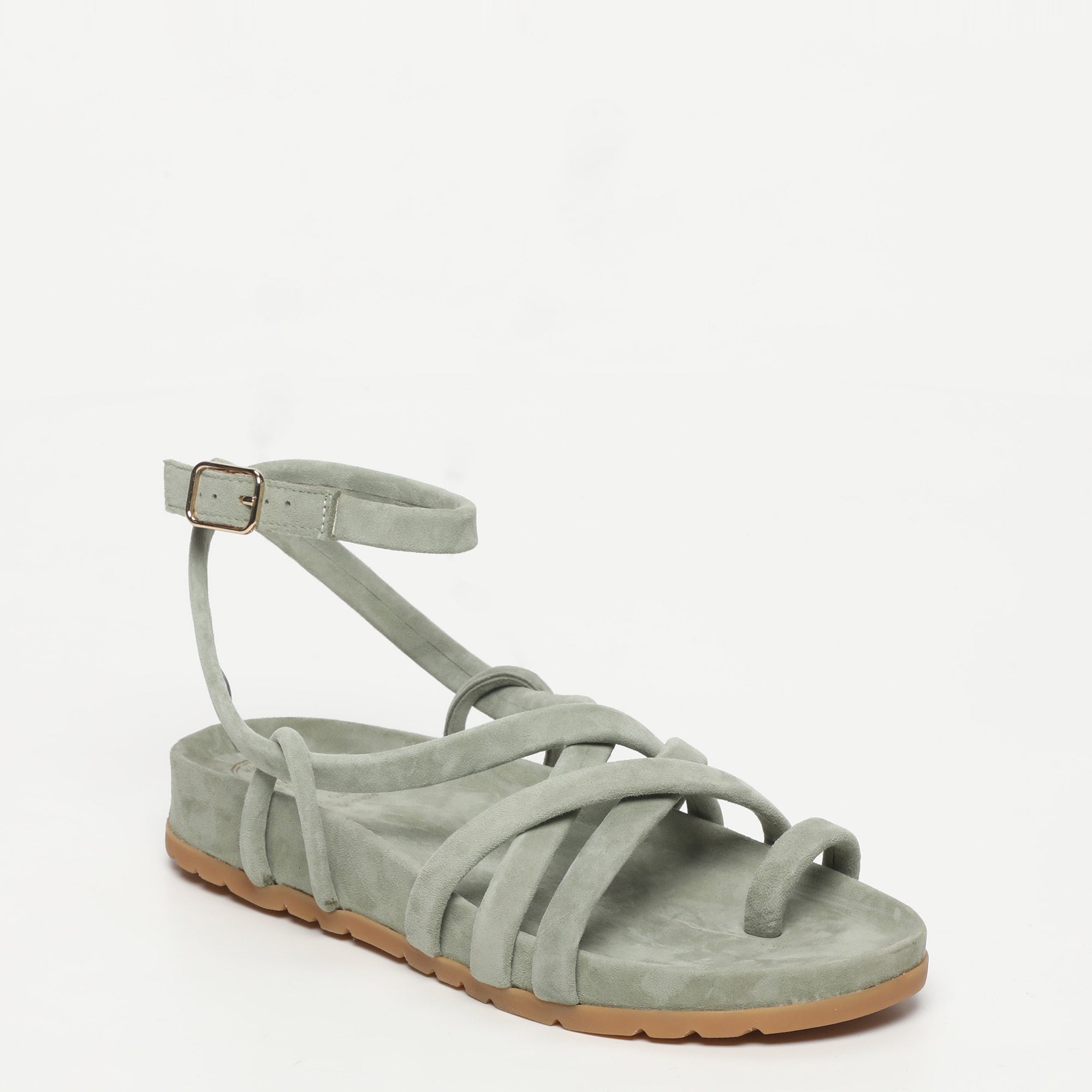 AVA sandales entre doigt en cuir kaki