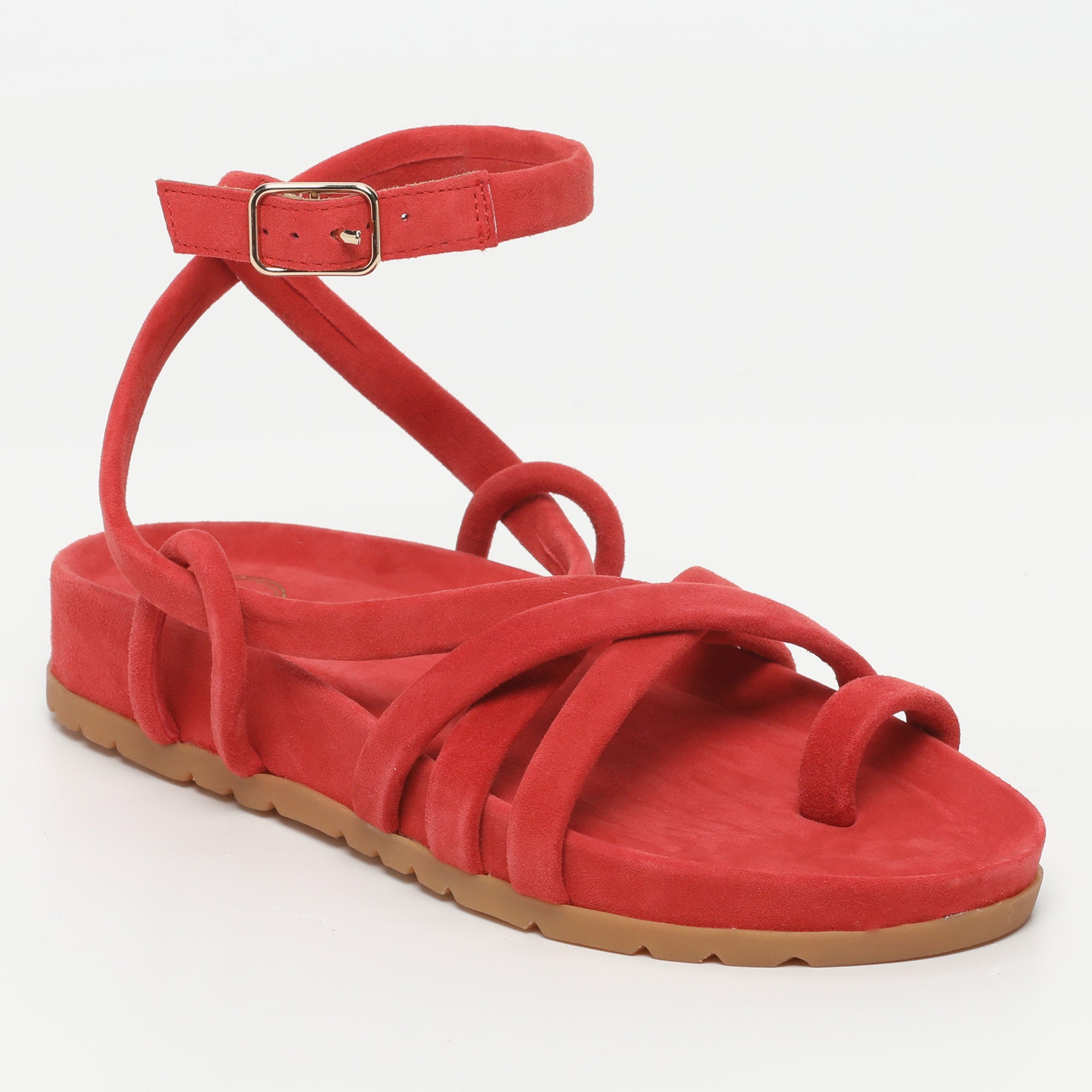 AVA sandales entre doigt en cuir fraise