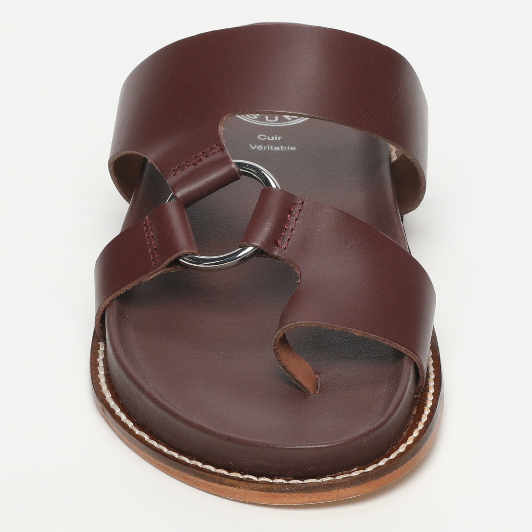 ACHADA mules entre doigt en cuir bordeaux