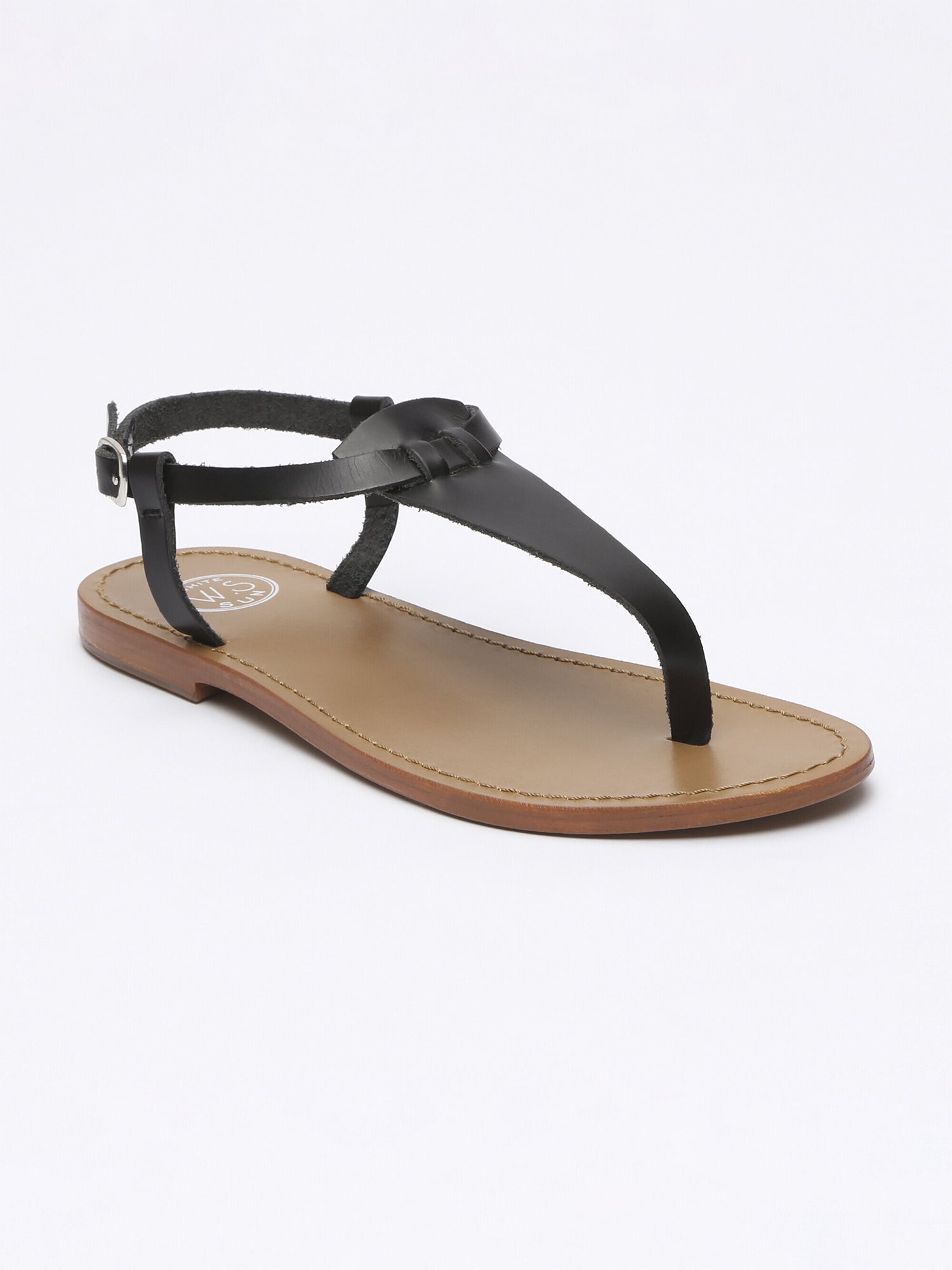 BULLA sandales entre doigt en cuir noir