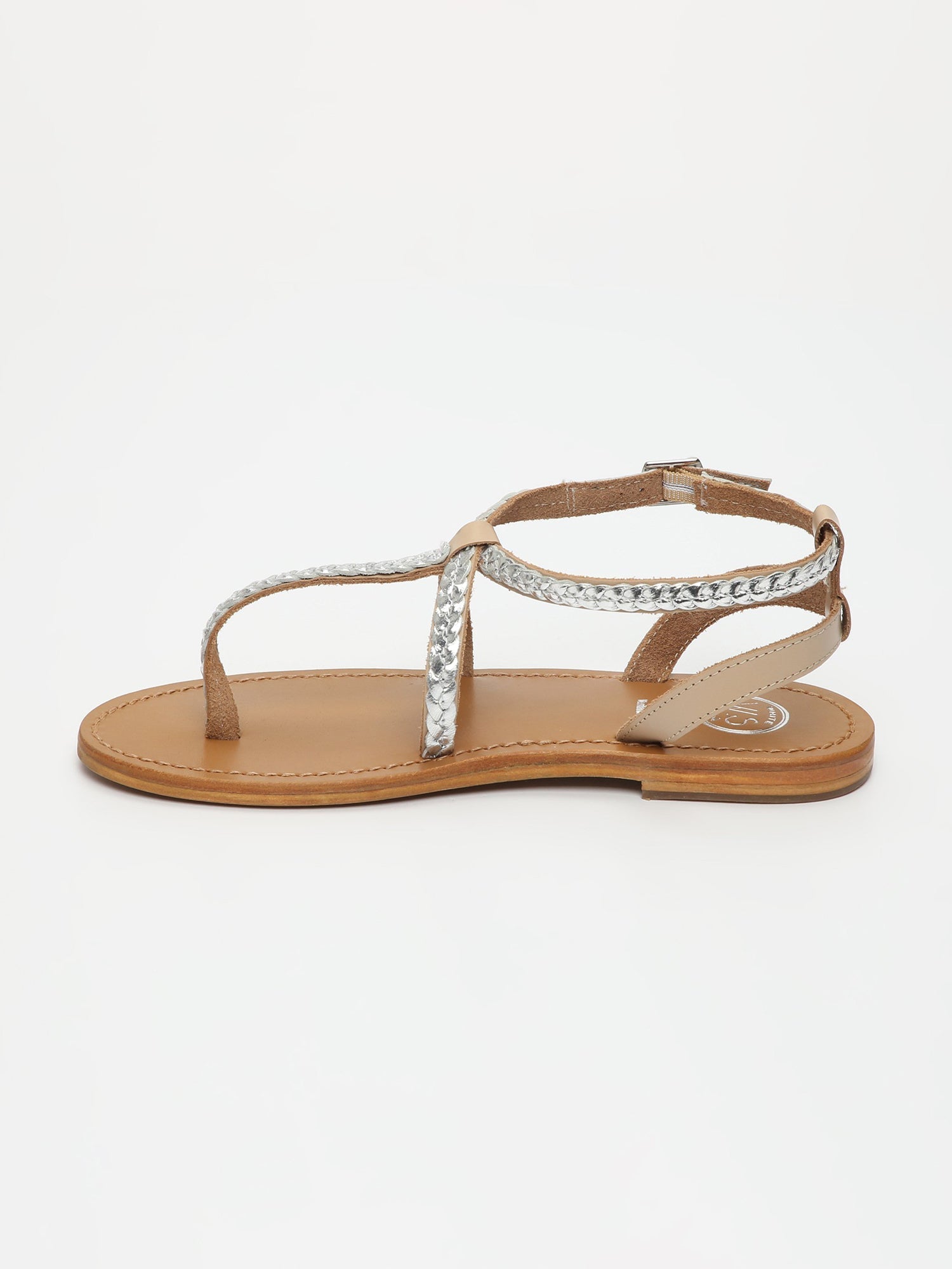 BUZIOS sandales en cuir nude et argent