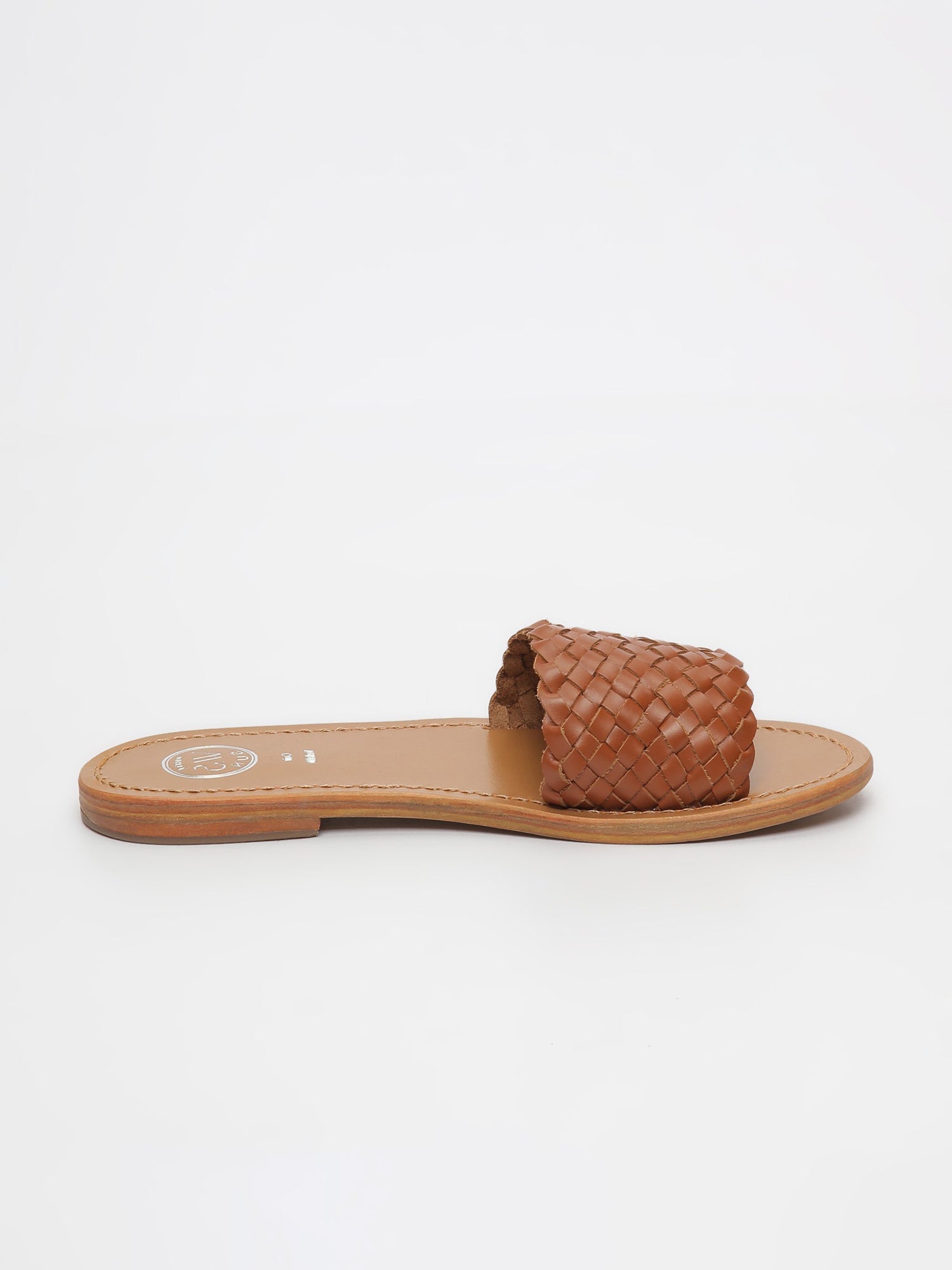 CANDIDA mules tresse en cuir camel