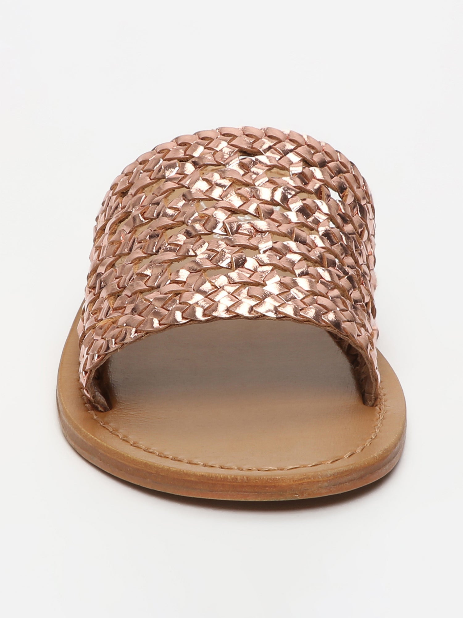 ALBORAYA mules tresse en cuir or rose