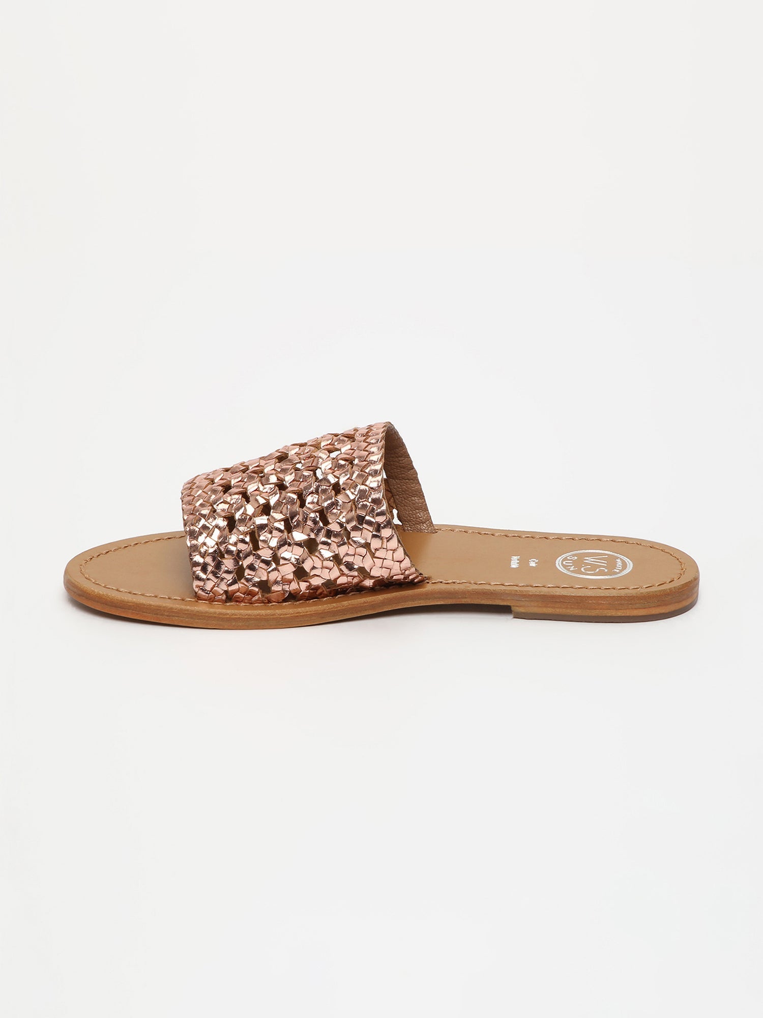 ALBORAYA mules tresse en cuir or rose