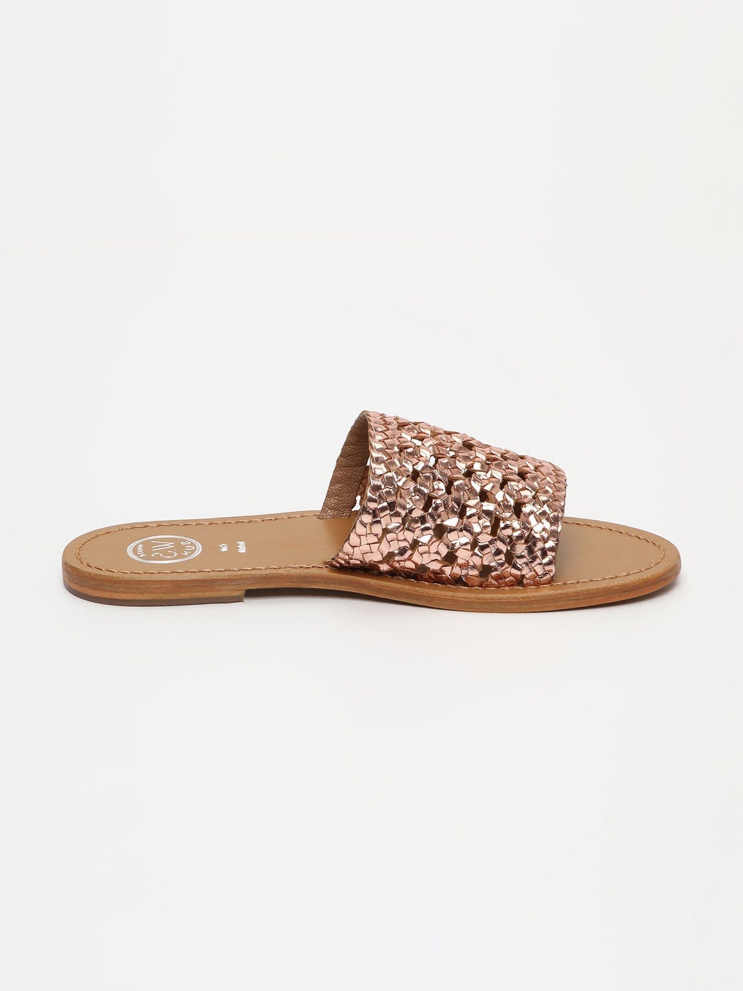 ALBORAYA mules tresse en cuir or rose