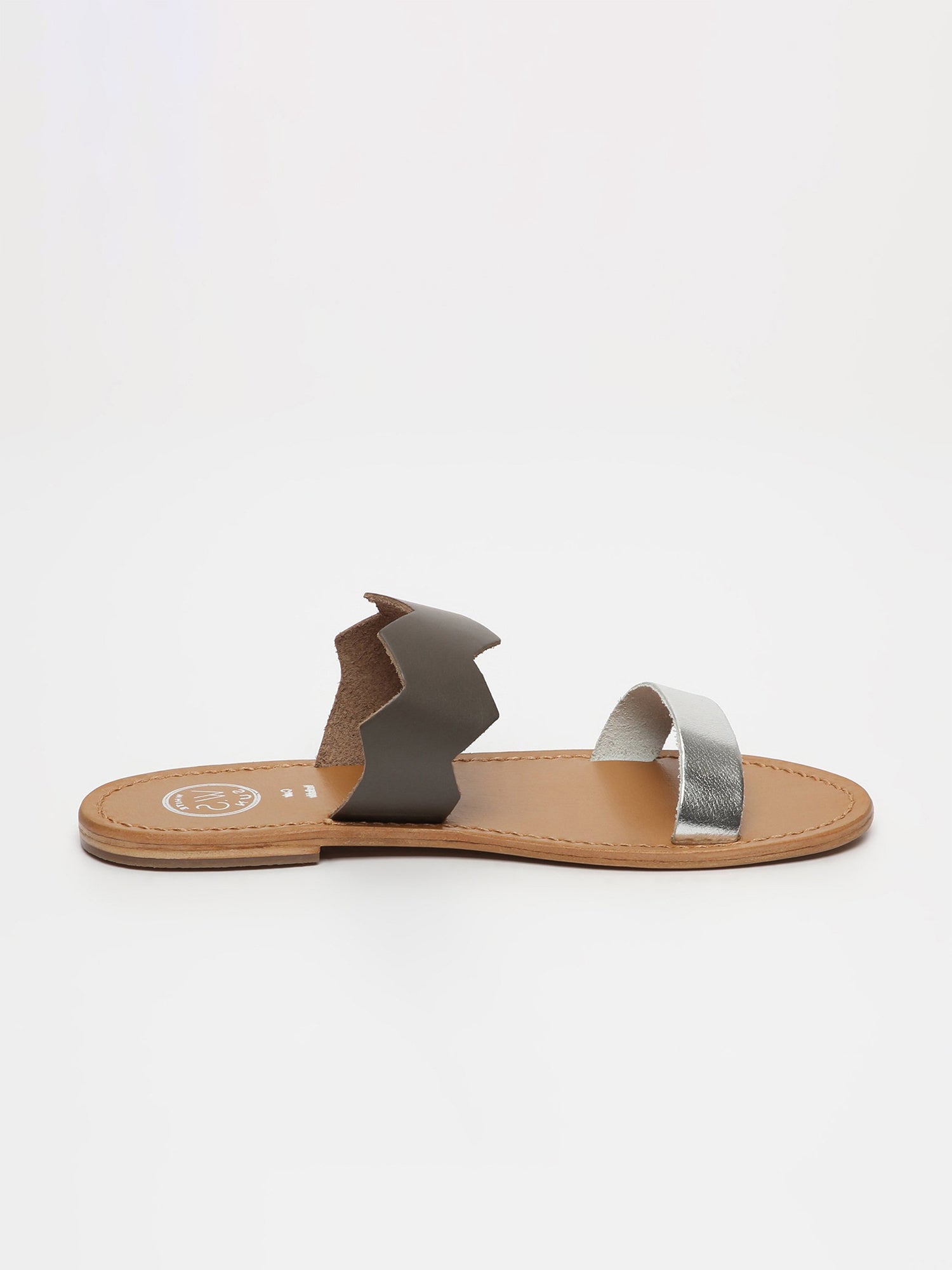 BELEM sandales en cuir gris et argent