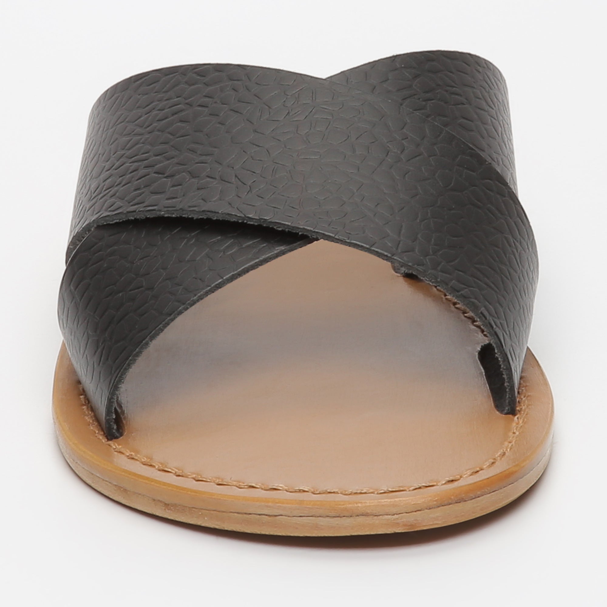 LANRUEN mules en cuir noir