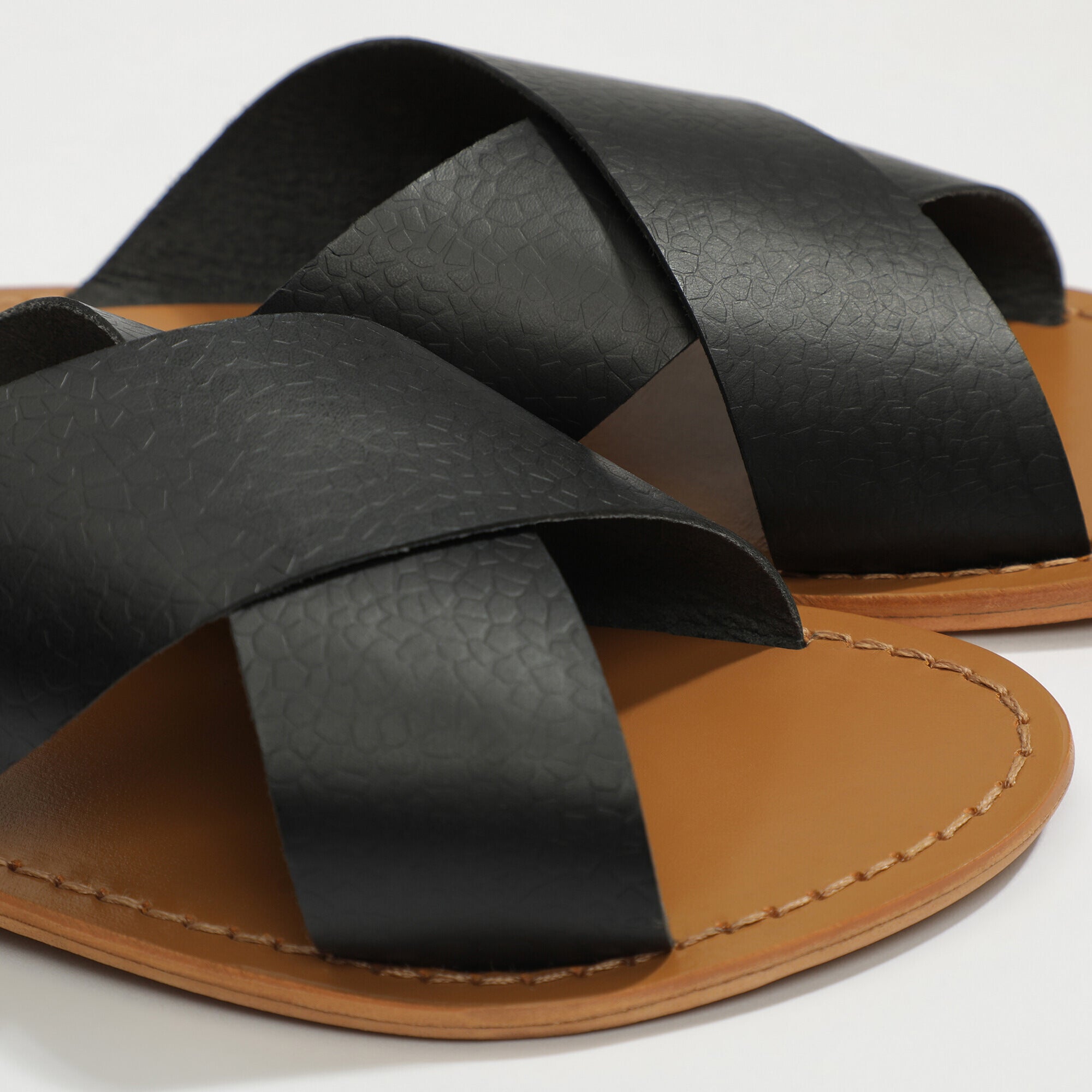 LANRUEN mules en cuir noir