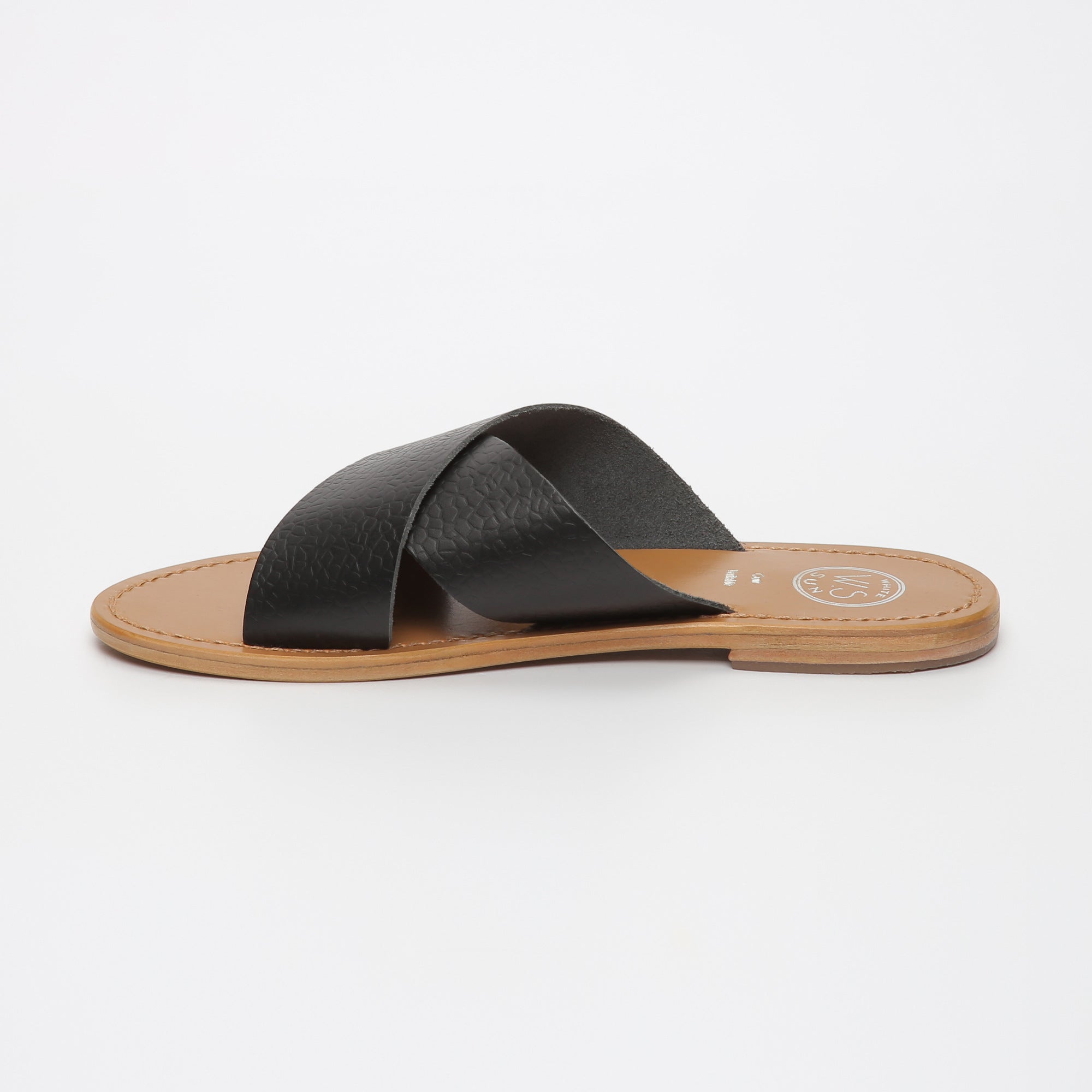 LANRUEN mules en cuir noir