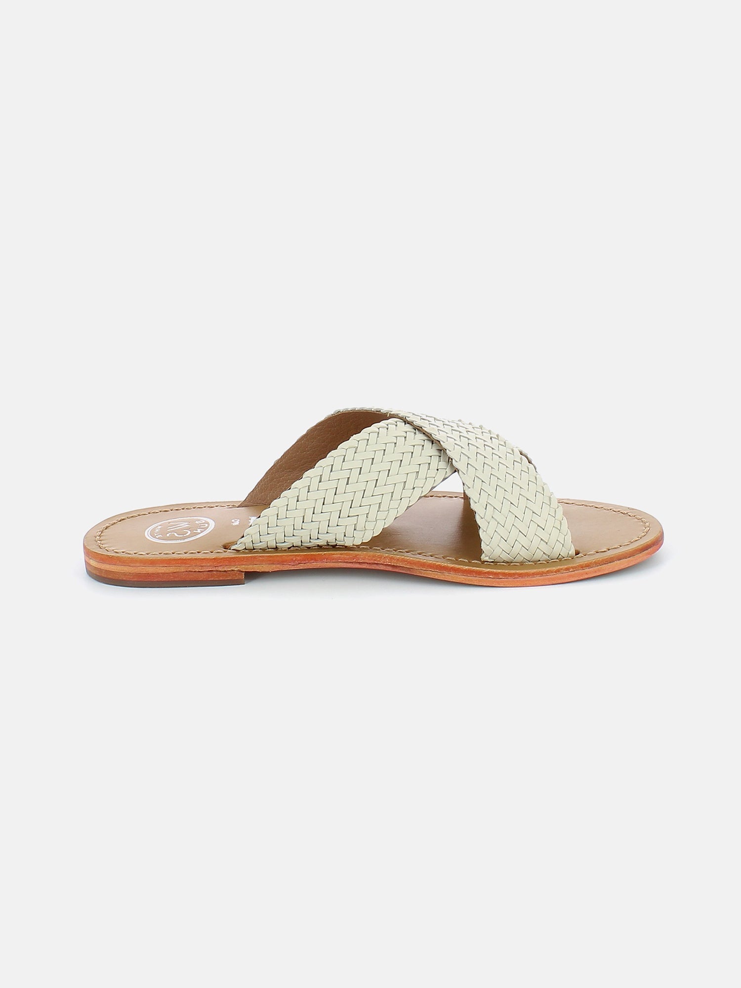 MALVARROSA mules tresse en cuir ivoire