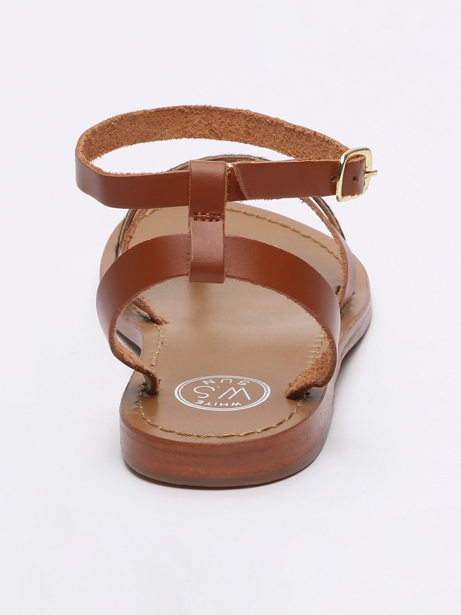 MITRA sandales entre doigt en cuir tigre et camel
