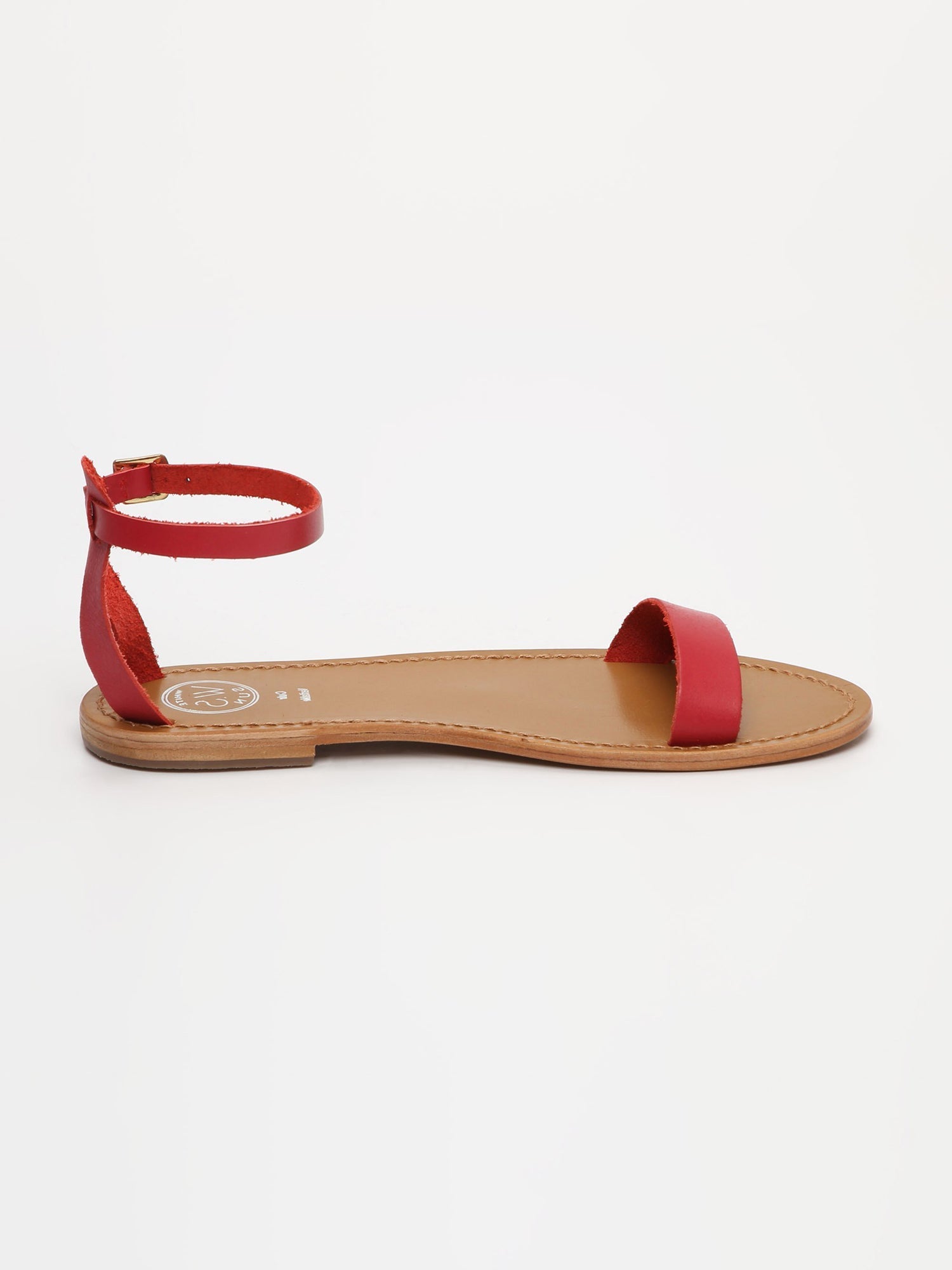 CAVALIERS sandales bracelet de cheville en cuir rouge