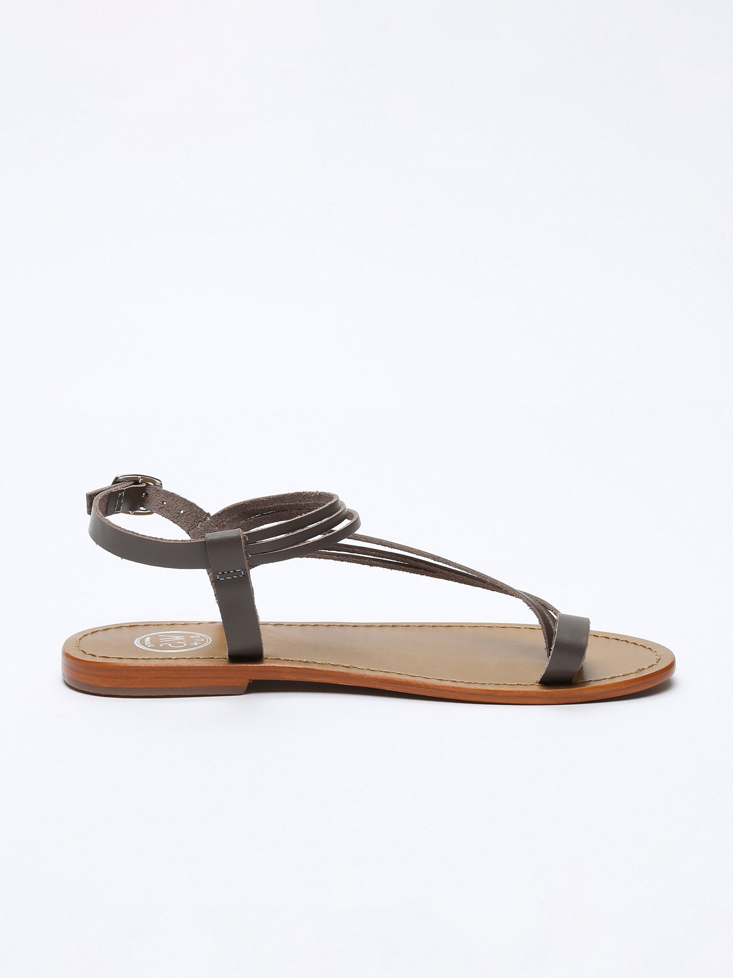 AQUIRAZ sandales entre doigt en cuir gris