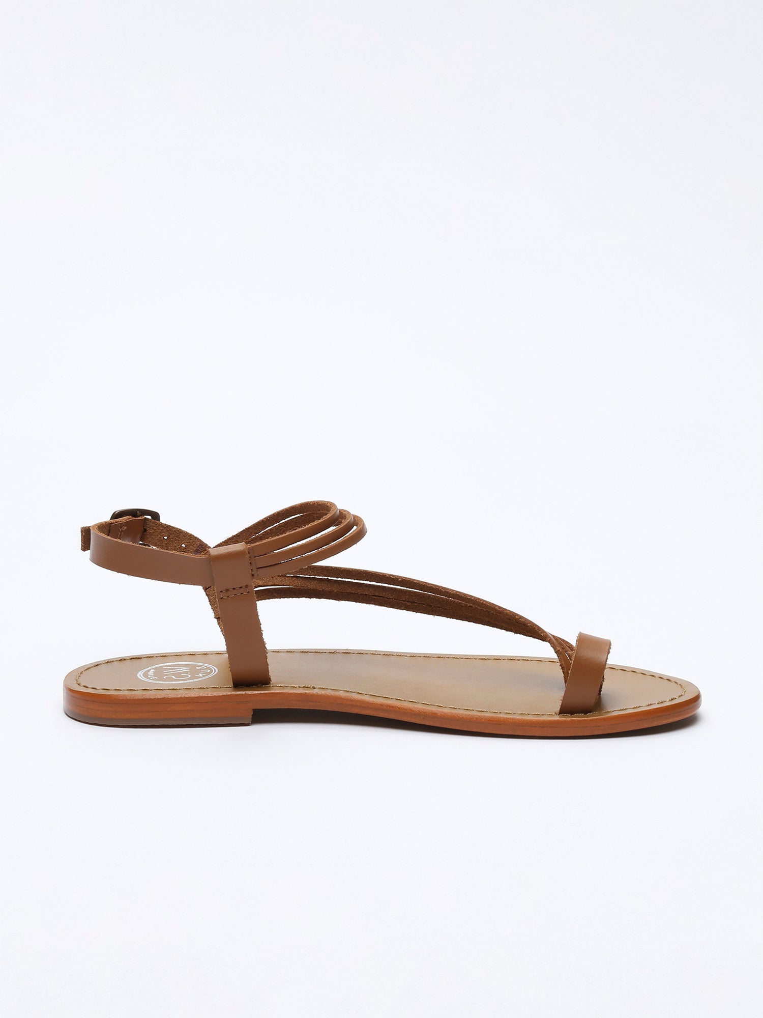 AQUIRAZ sandales entre doigt en cuir camel