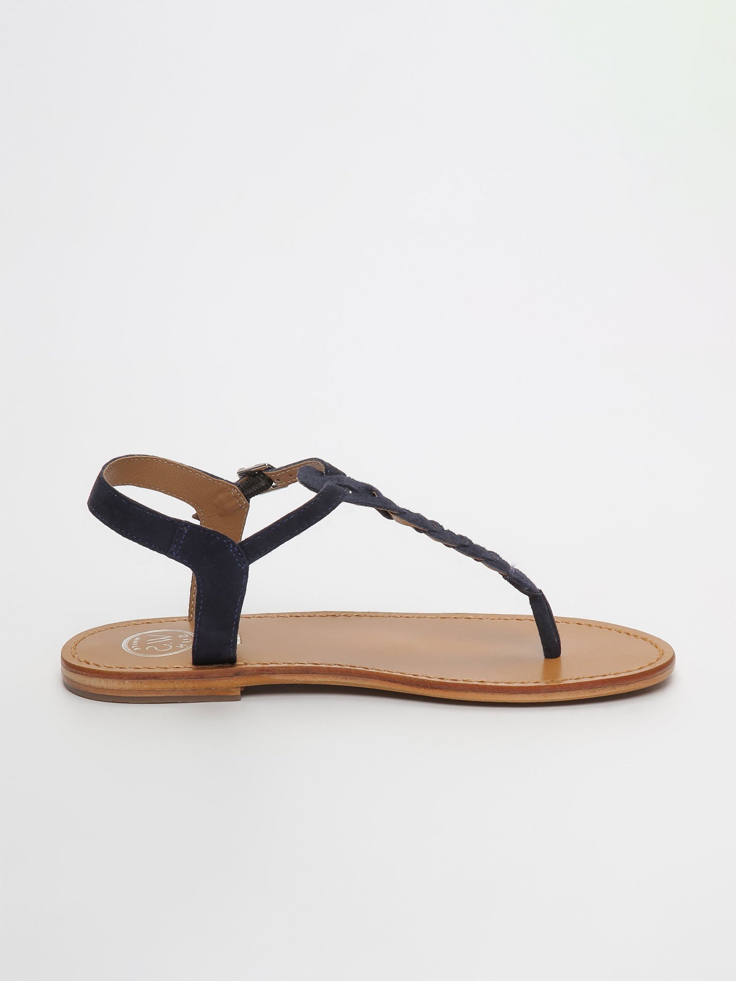 NATAL sandales entre doigt tresse en cuir navy