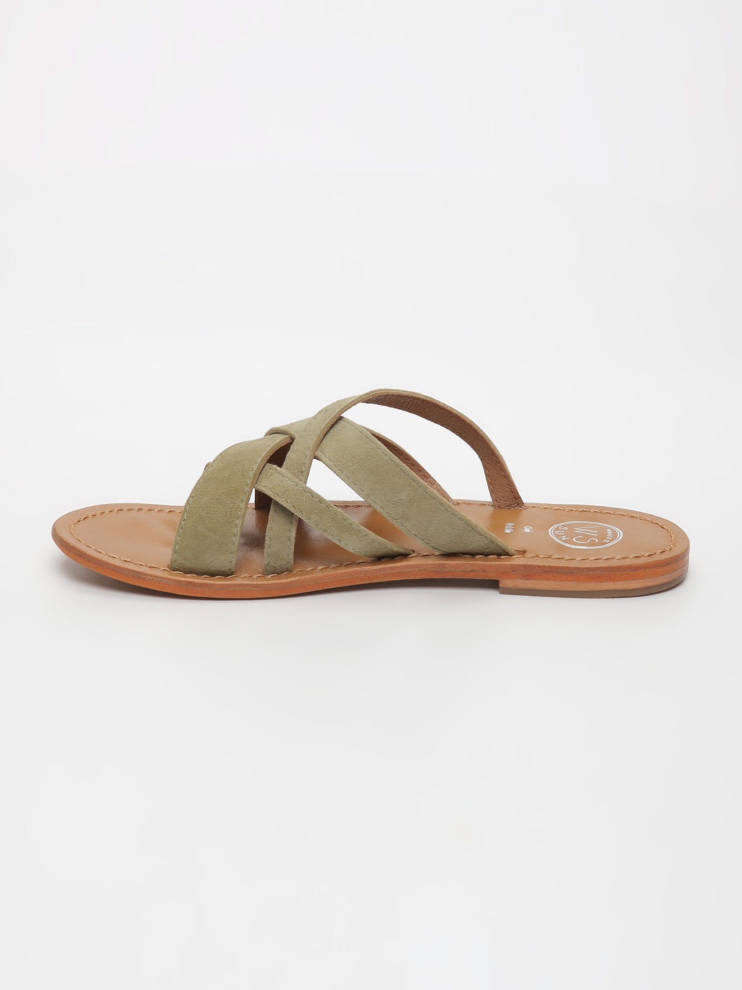 CLOT mules en cuir kaki