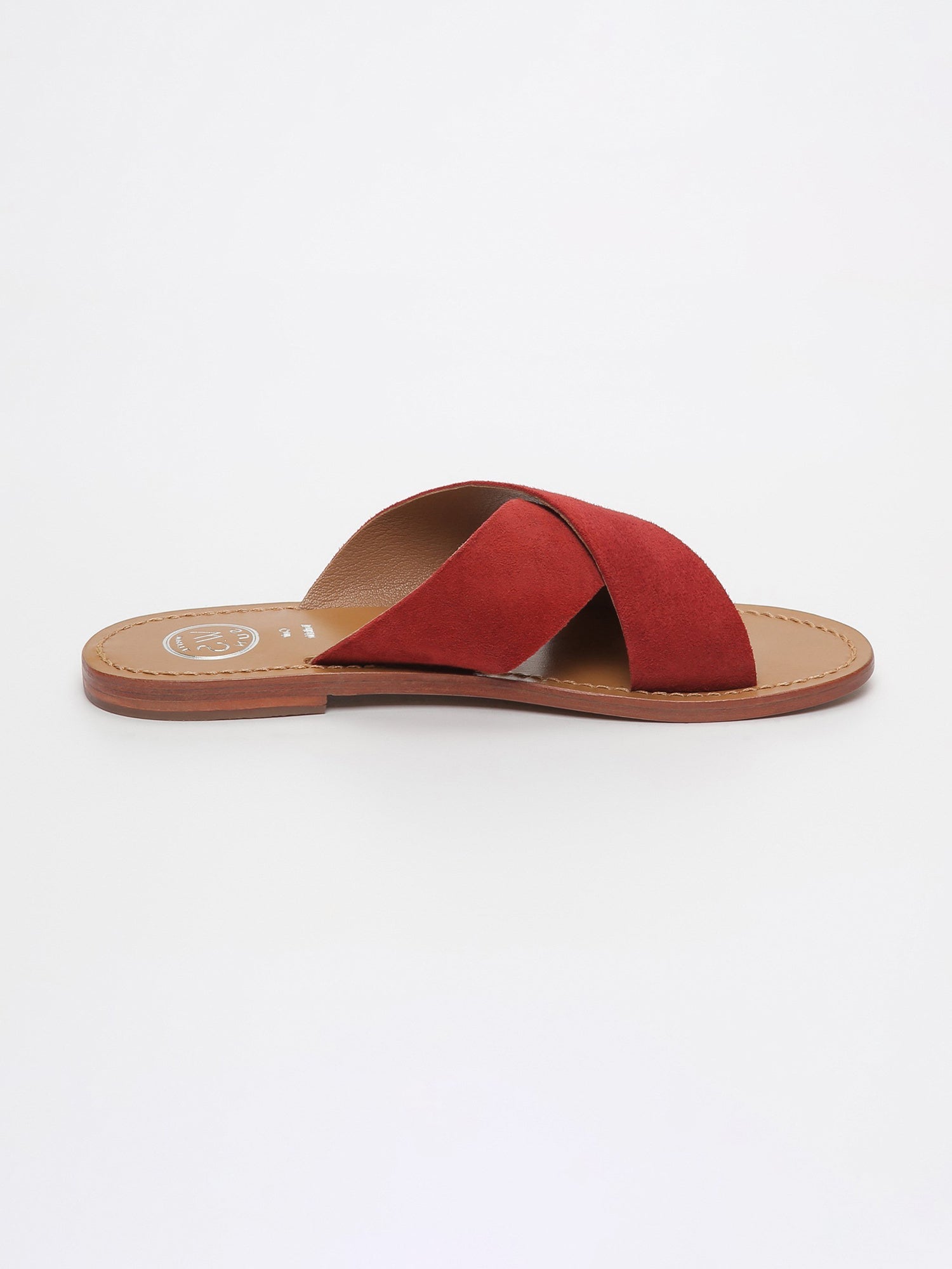 LANRUEN mules en cuir rouge