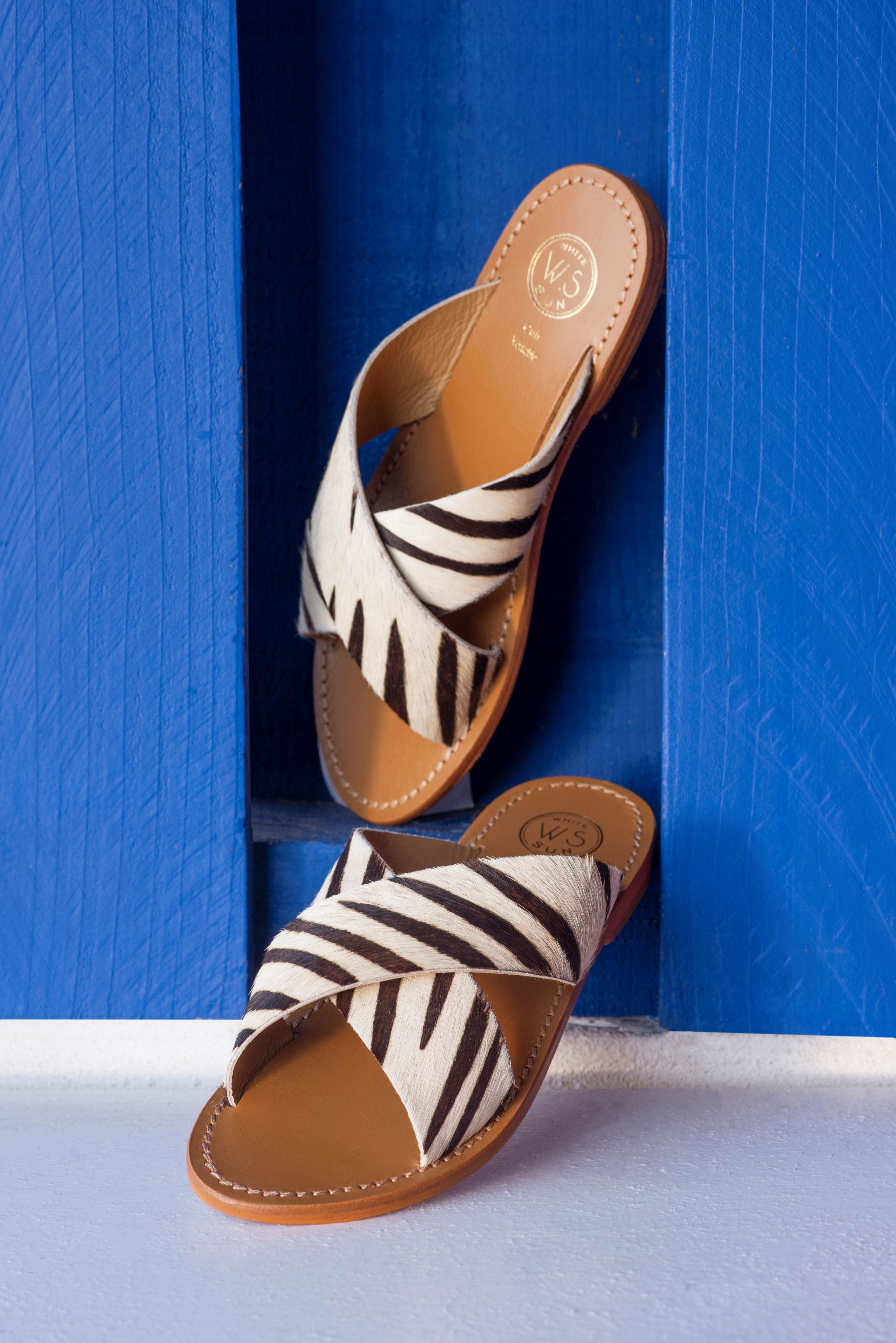 LANRUEN mules en cuir zèbre