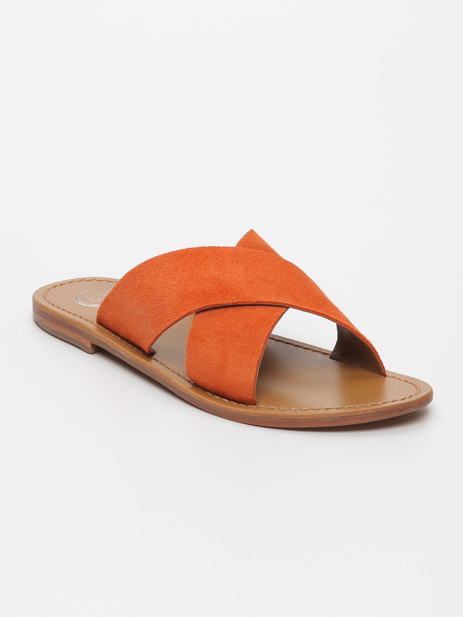LANRUEN mules en cuir orange