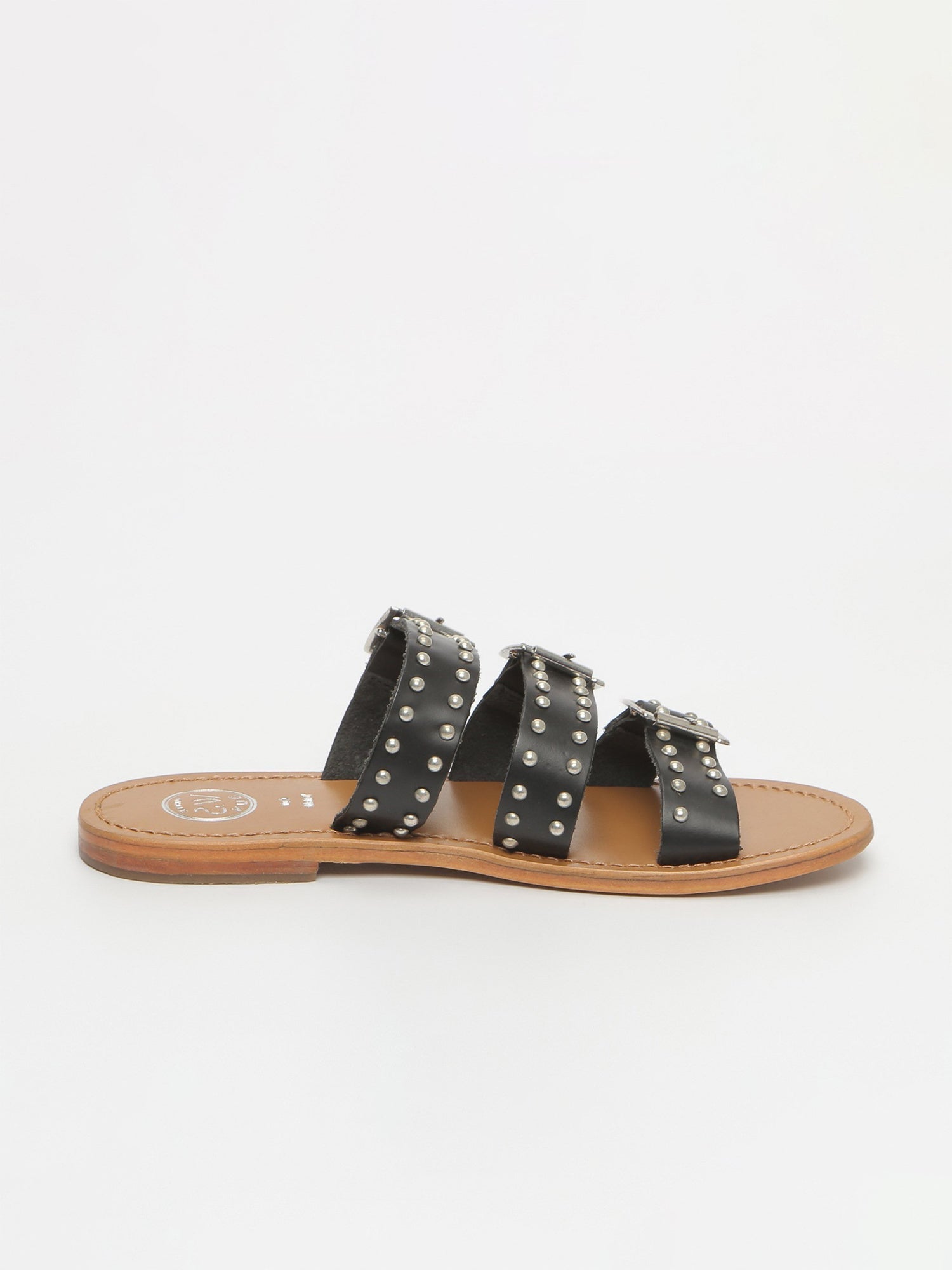BALEAR mules en cuir noir