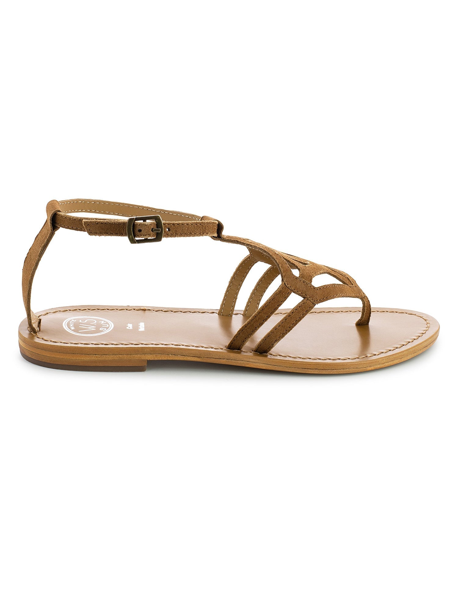 FORTI sandales entre doigt en cuir camel