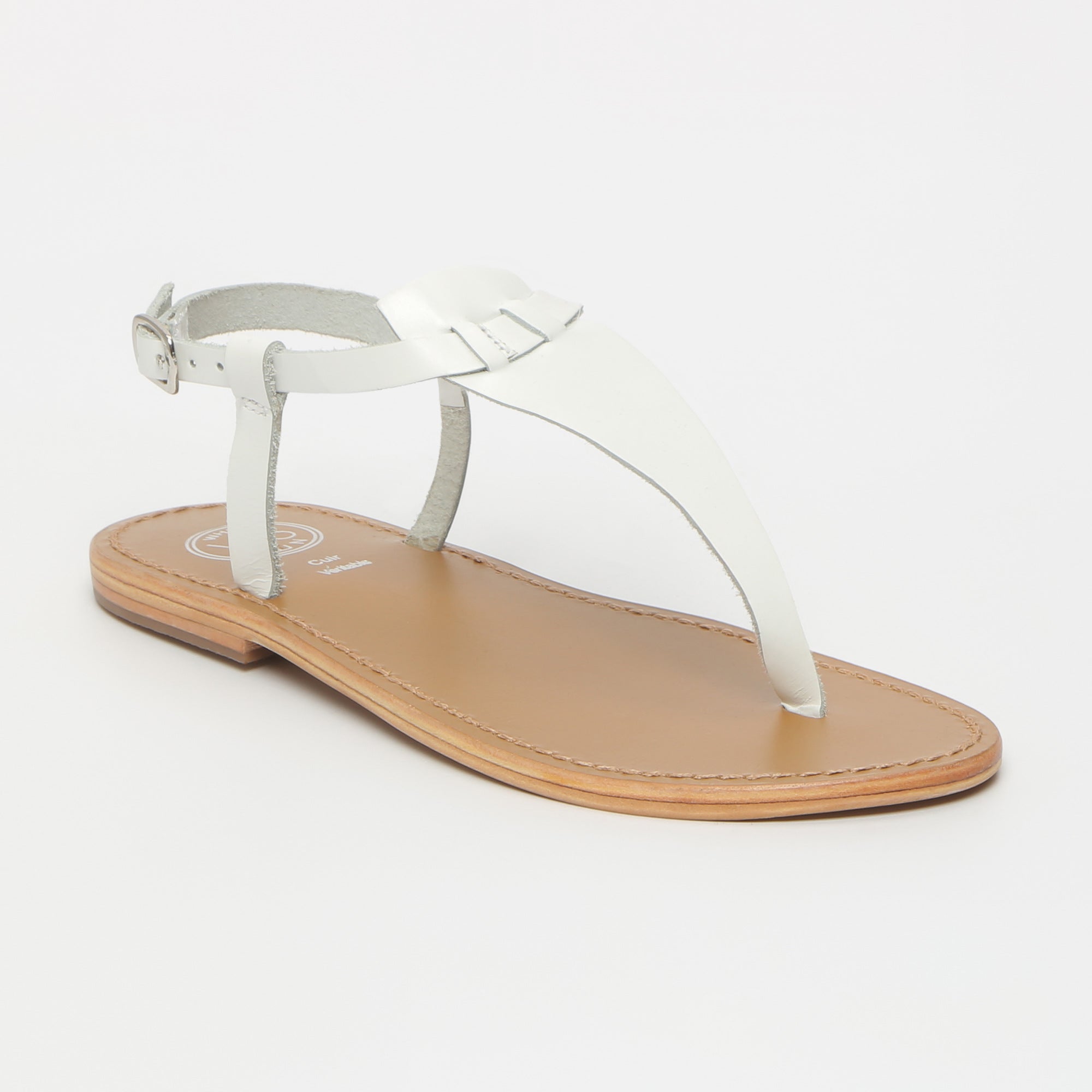 BULLA sandales entre doigt en cuir blanc