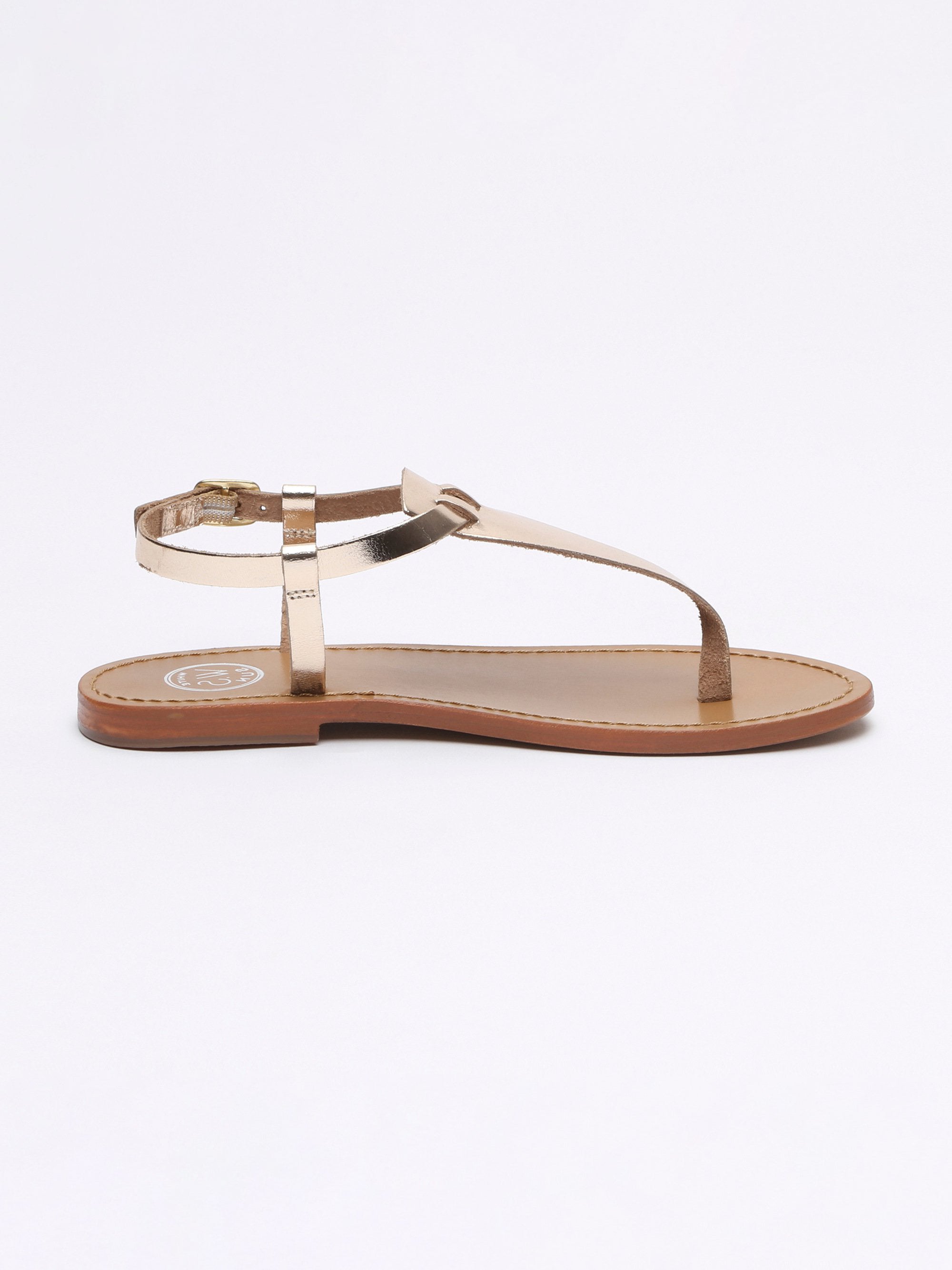 BULLA sandales entre doigt en cuir or