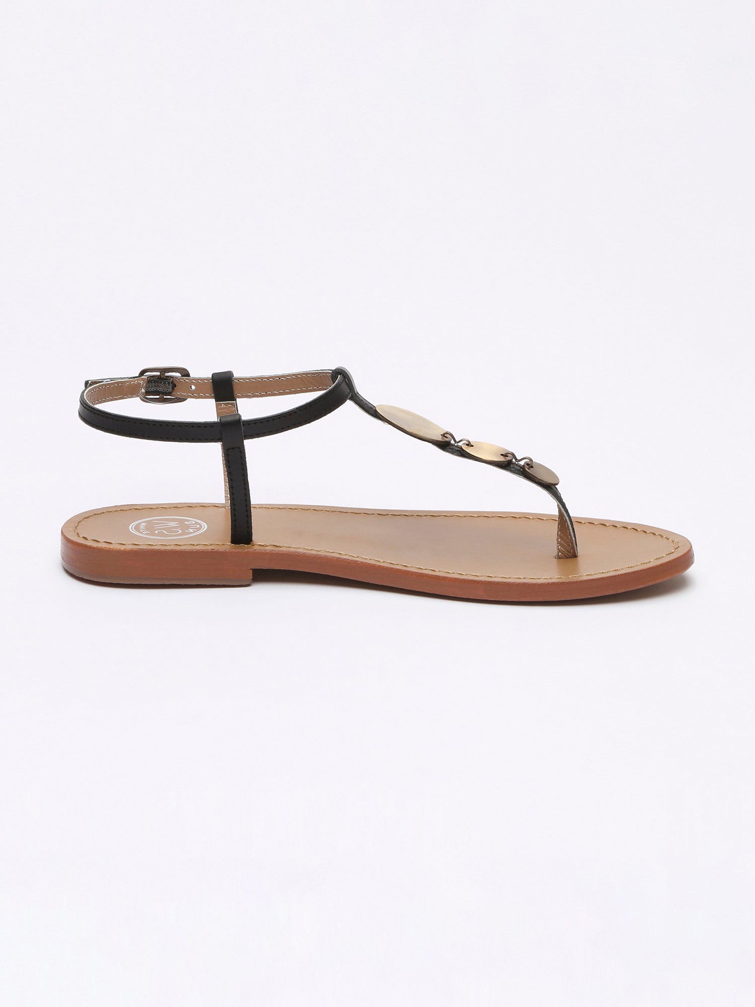 CYMATIUM sandales entre doigt fantaisie en cuir noir