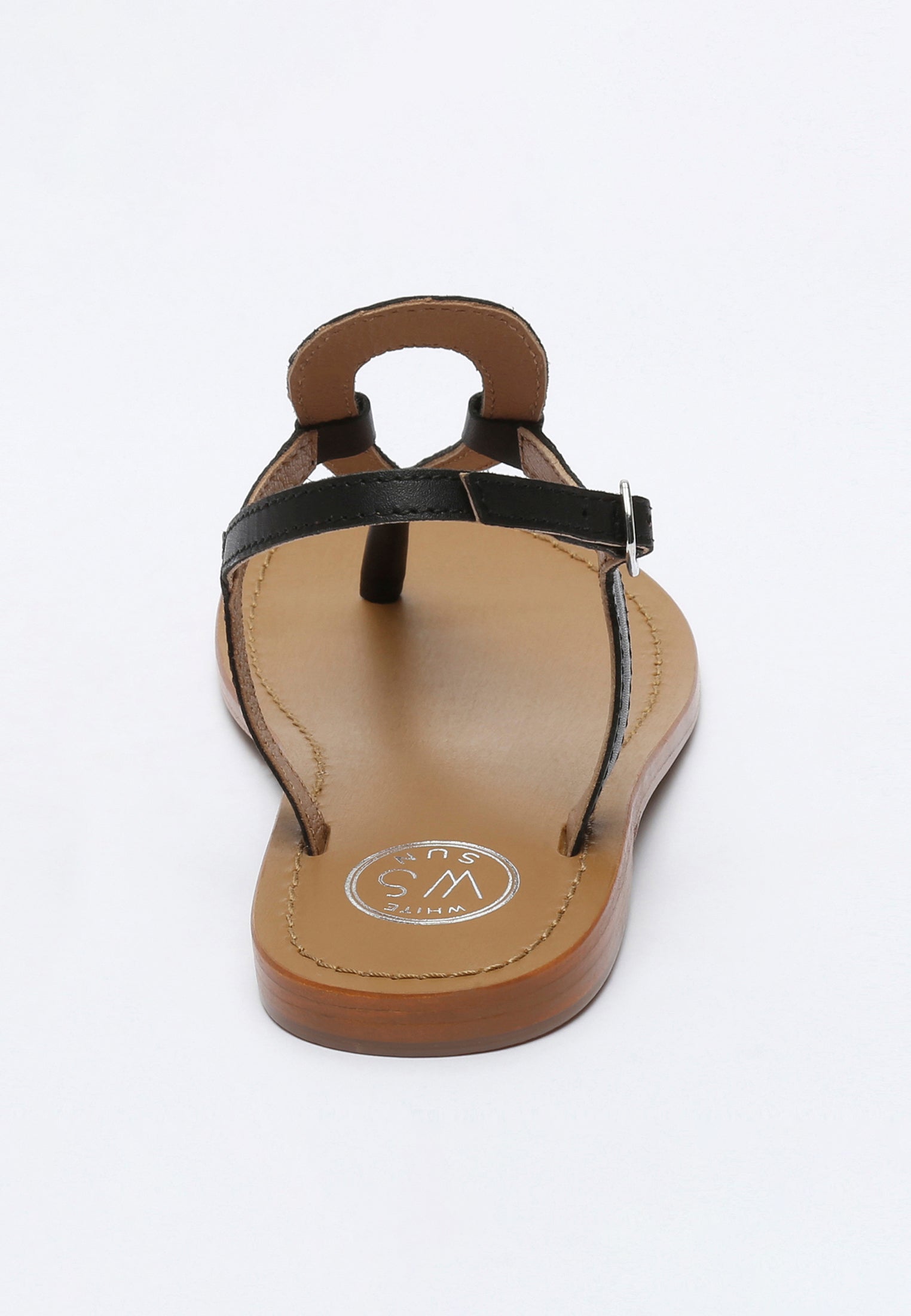 VARDE sandales entre doigt en cuir noir