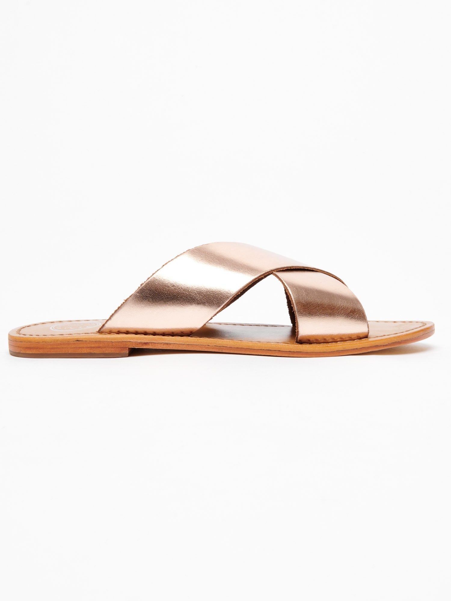 LANRUEN mules en cuir or rose