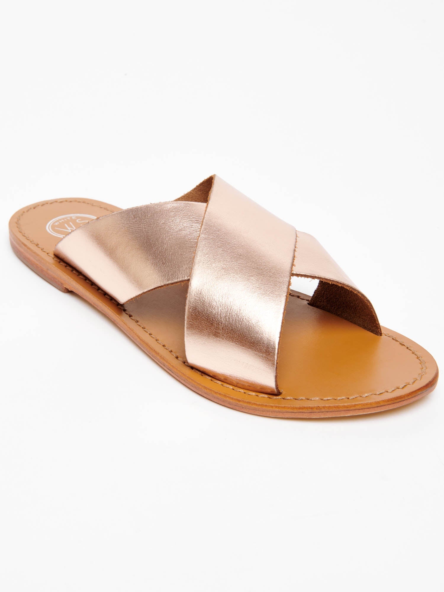 LANRUEN mules en cuir or rose