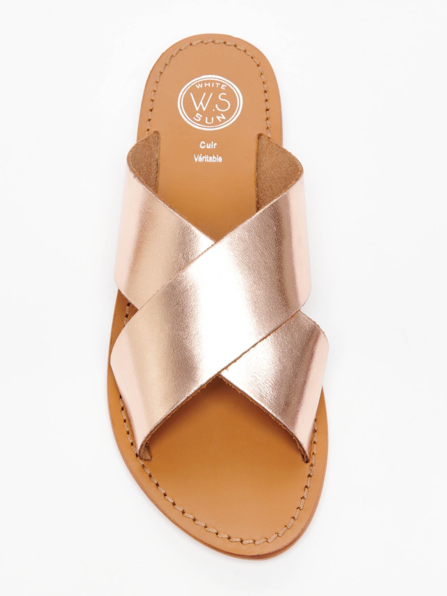 LANRUEN mules en cuir or rose