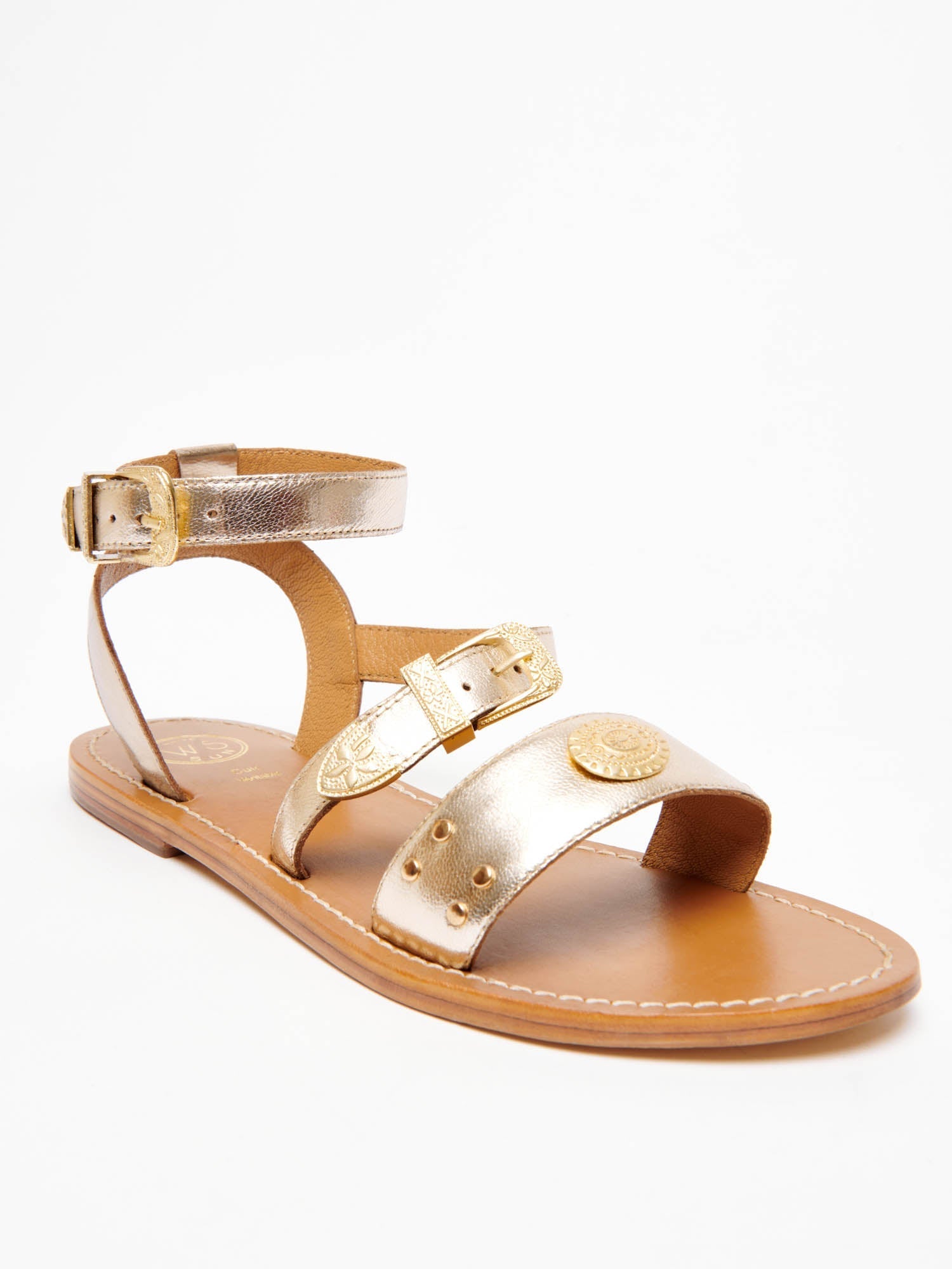 MACARELLA sandales spartiates bracelet de cheville en cuir or