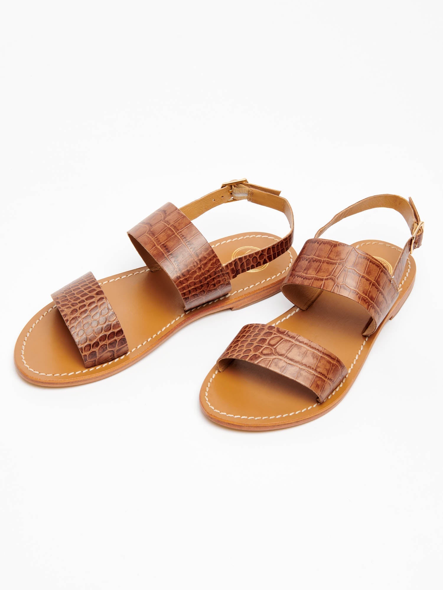 DILETTA sandales en cuir croco brun