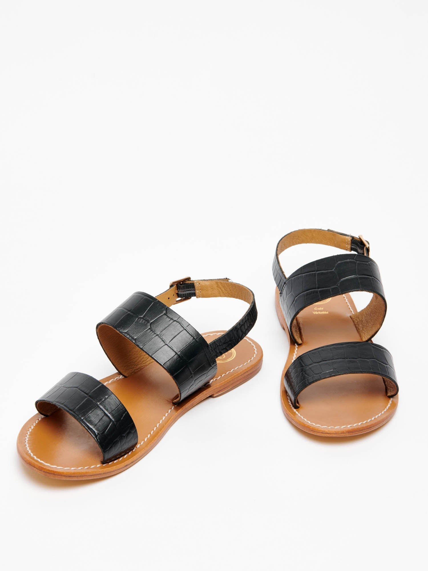 DILETTA sandales en cuir croco noir