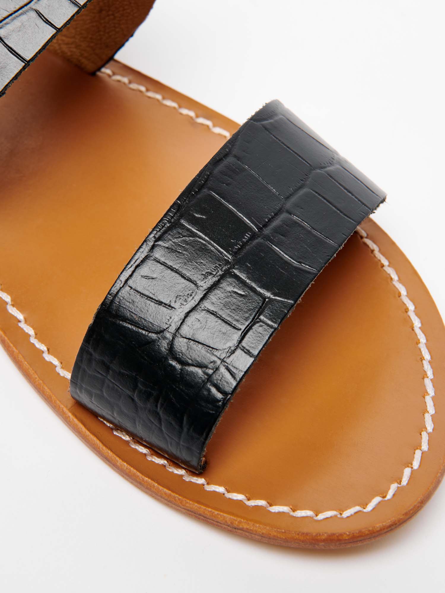 DILETTA sandales en cuir croco noir