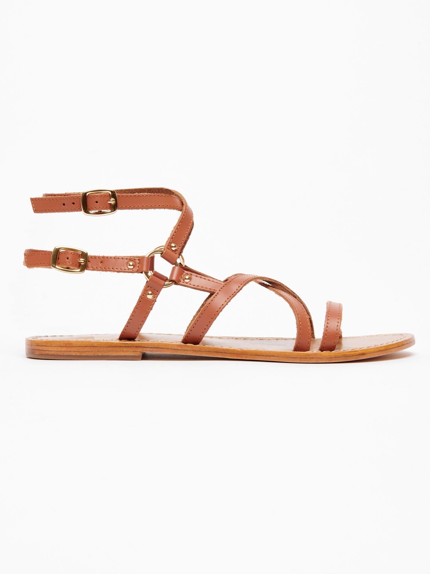 CLAUDINA sandales spartiates en cuir camel