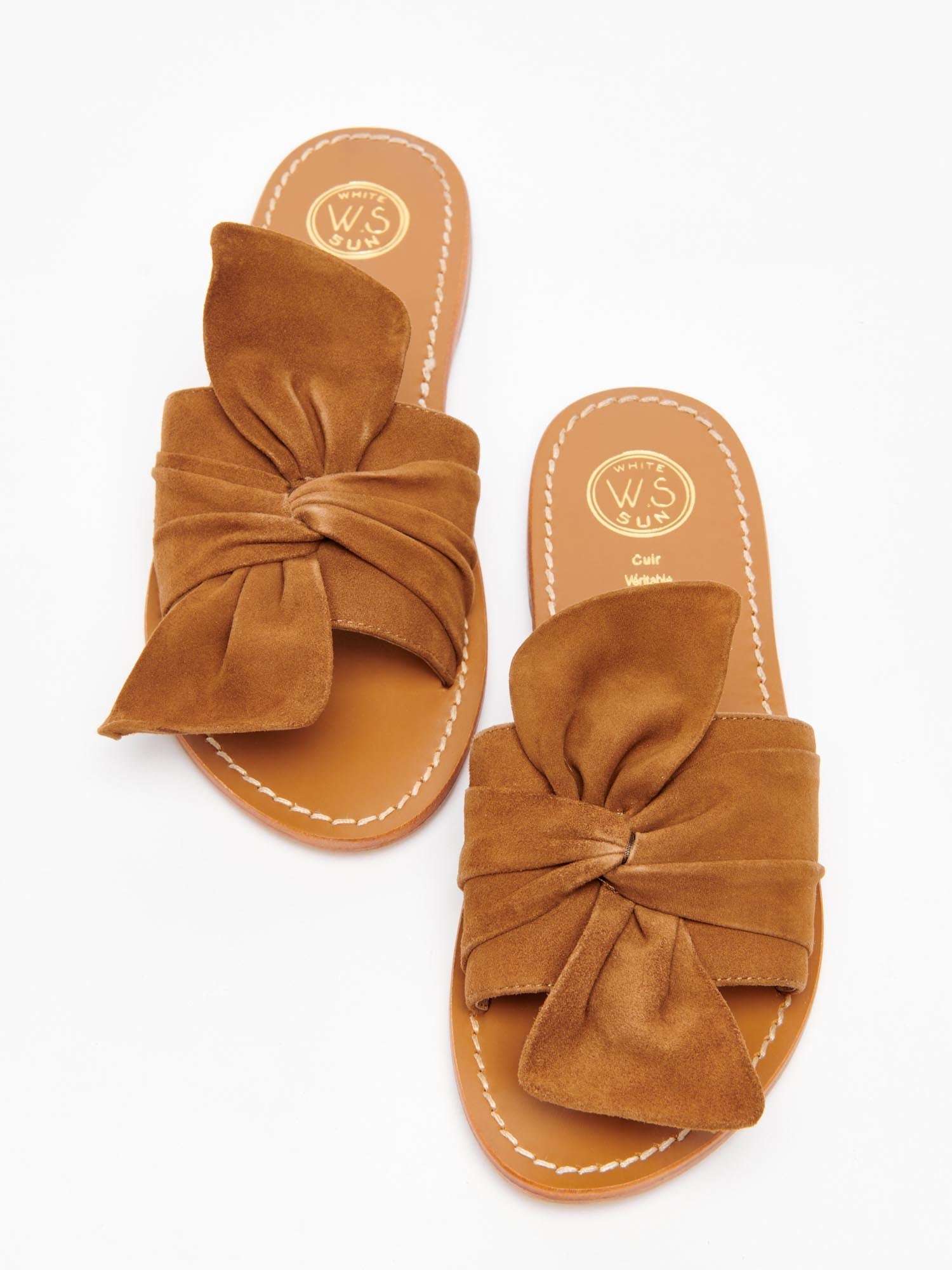 SIMPATICA mules fantaisie en cuir camel