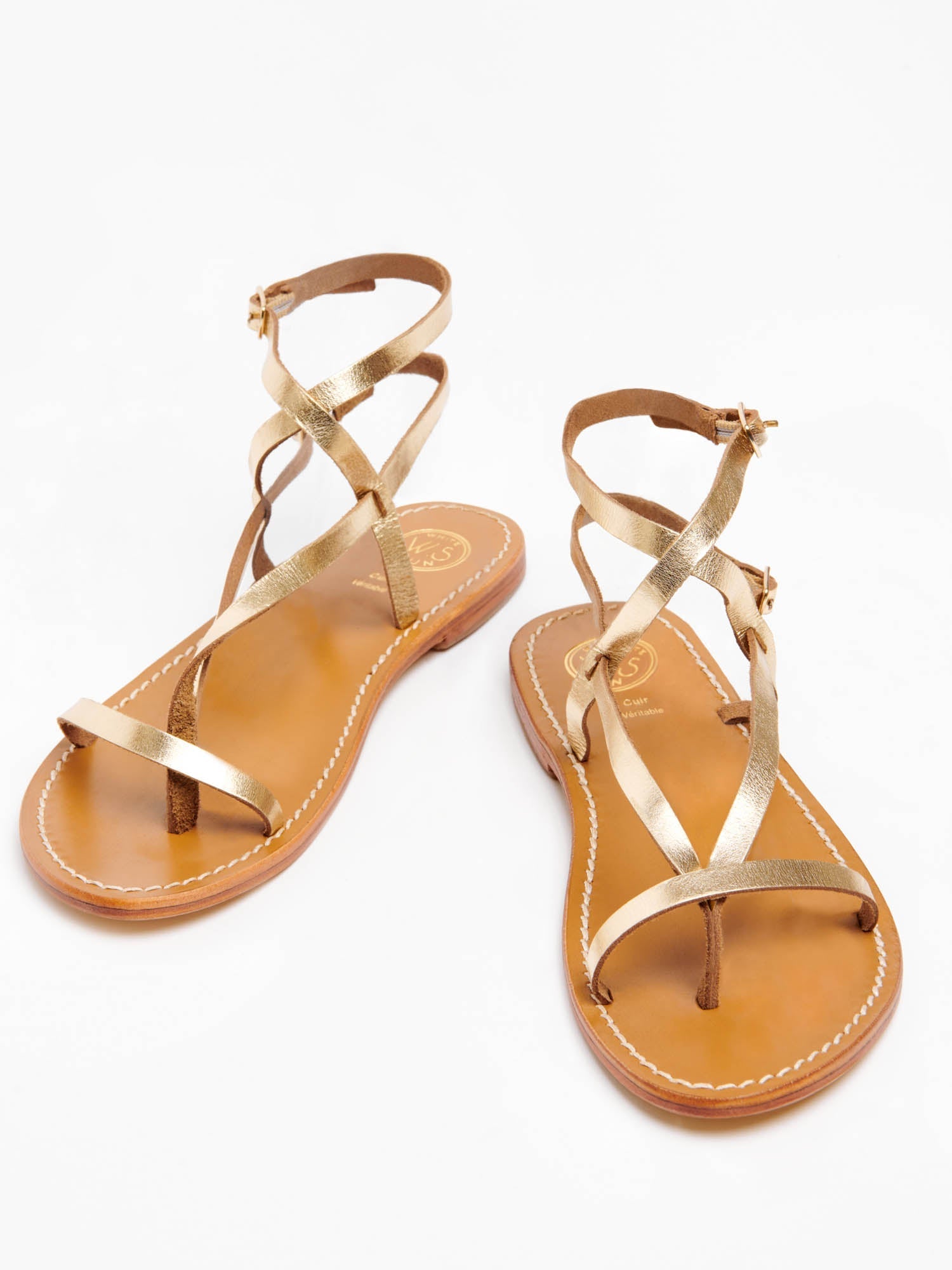 CEARA sandales en cuir or foncé