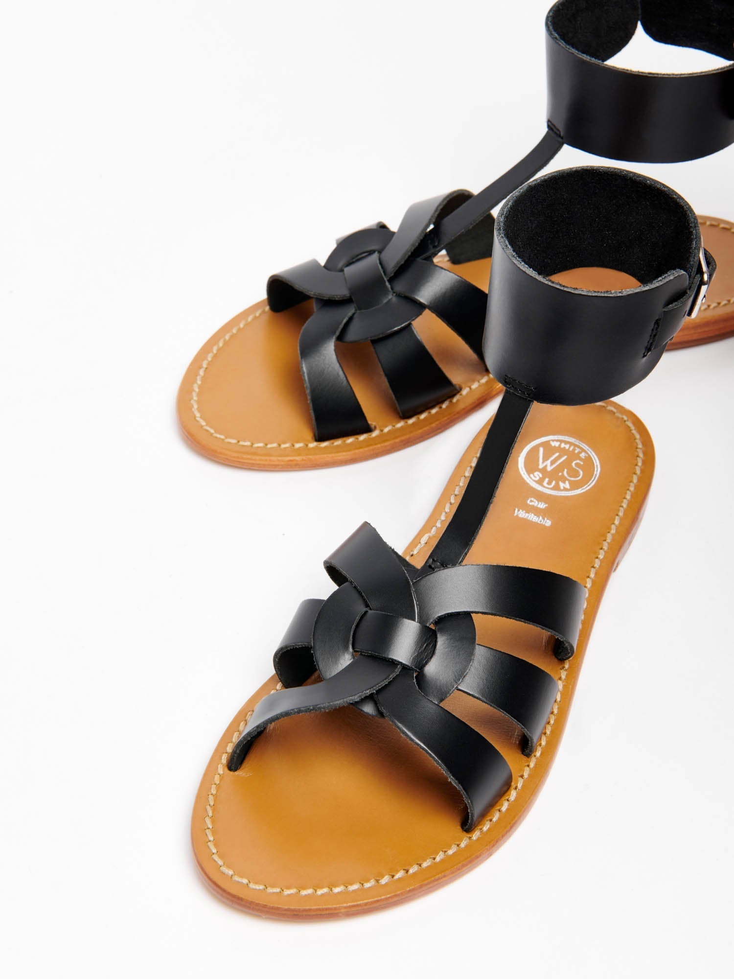 CESARINE sandales en cuir noir
