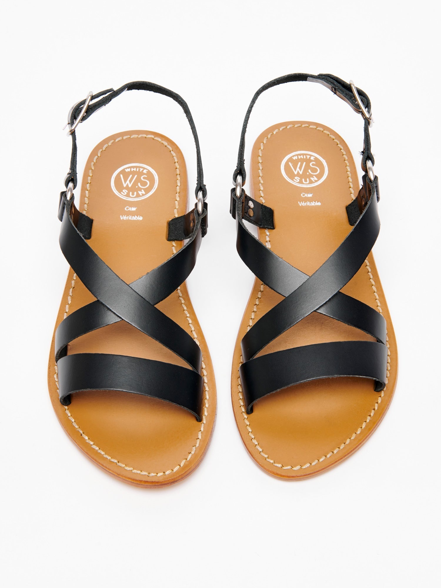 SATHYNE sandales en cuir noir
