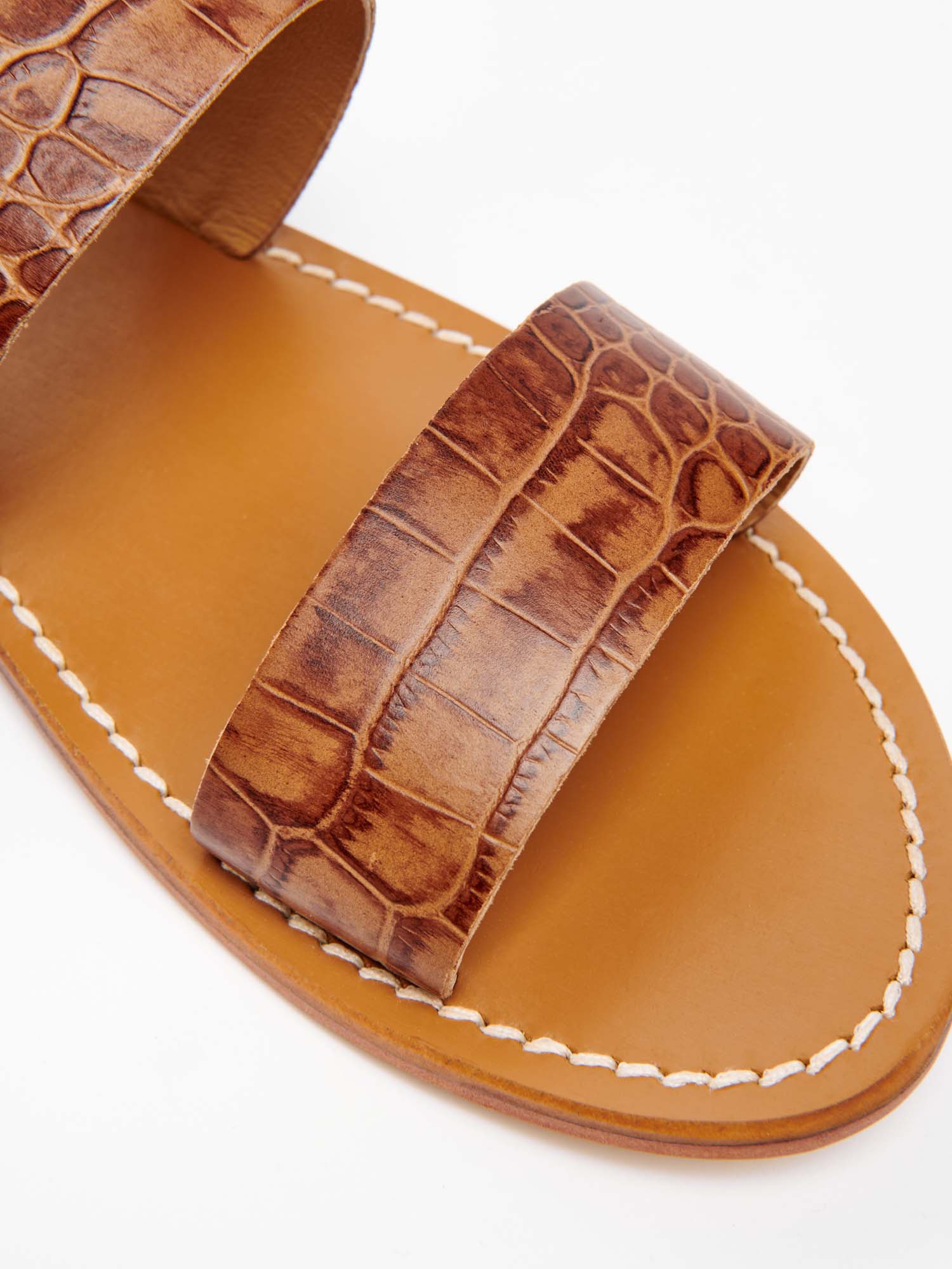 SAWAN sandales bracelet de cheville en cuir croco brun